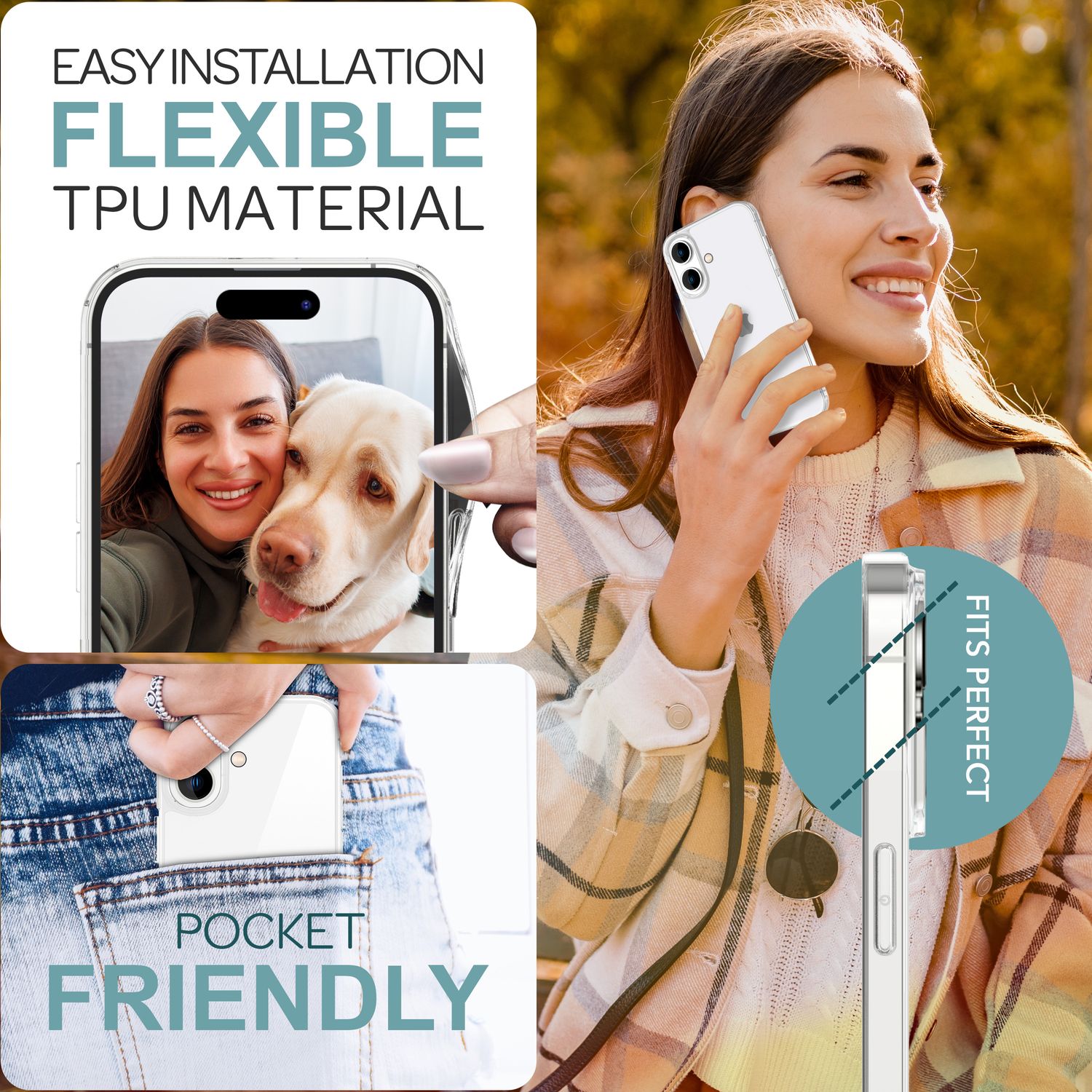 NALIA Transparente Silikonhülle für iPhone 16, Durchsichtige Schutzhülle, Anti-Gelb Silikon Handyhülle, Klare Hülle Default Title NALIA Transparente Hülle