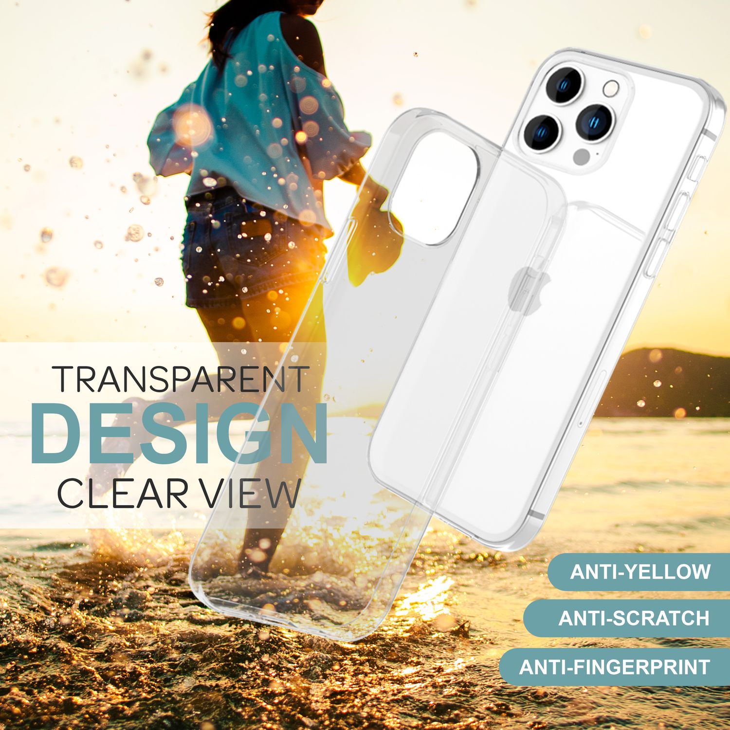 NALIA Transparente Silikonhülle für iPhone 16 Pro, Durchsichtige Schutzhülle, Anti-Gelb Silikon Handyhülle, Klare Hülle Default Title NALIA Transparente Hülle