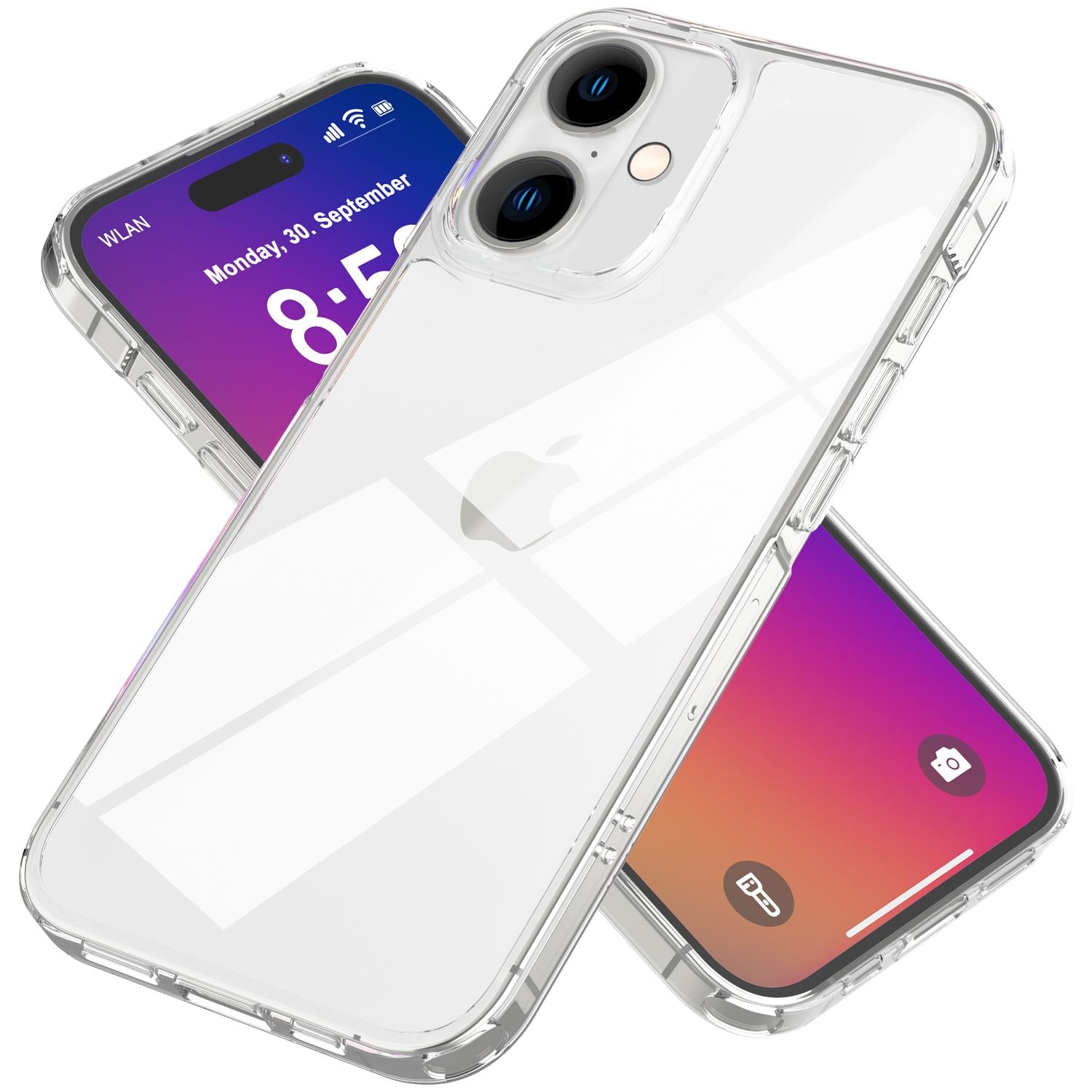 NALIA Klare Kratzfeste Acryl Hülle für iPhone 16, Harte Schutzhülle mit Silikon-Rand, Transparente Anti-Gelb Handyhülle Default Title NALIA Transparente Hülle