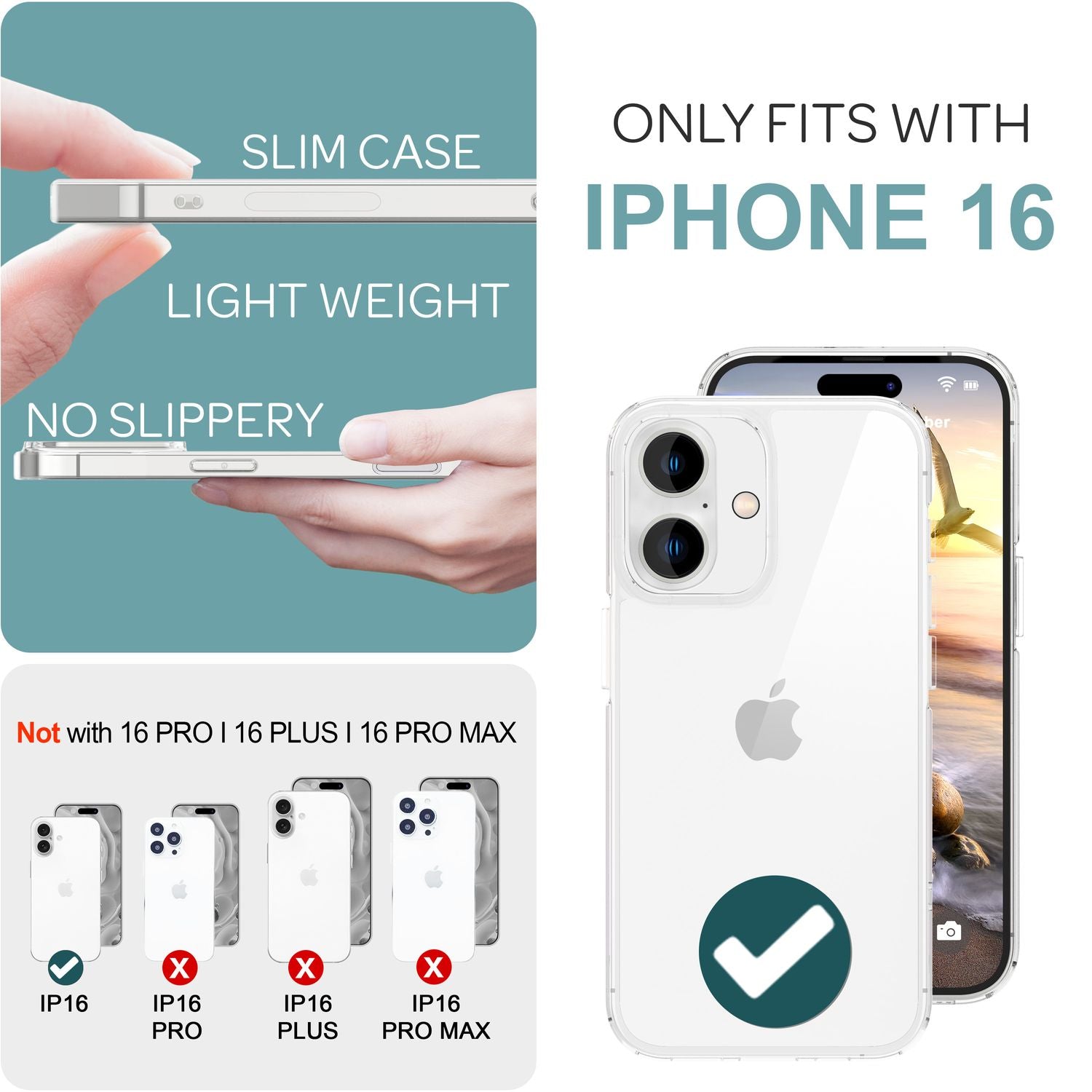 NALIA Klare Kratzfeste Acryl Hülle für iPhone 16, Harte Schutzhülle mit Silikon-Rand, Transparente Anti-Gelb Handyhülle Default Title NALIA Transparente Hülle