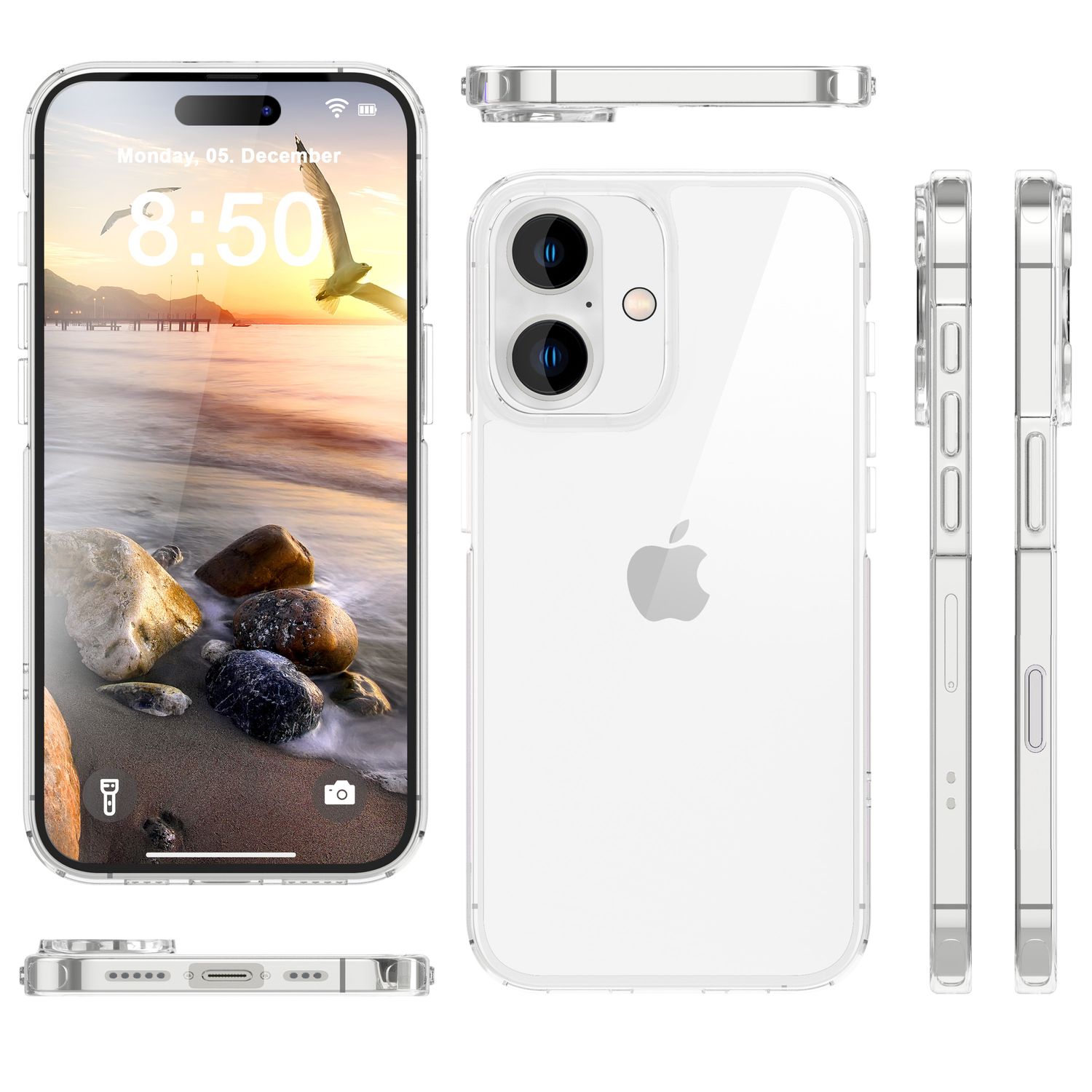 NALIA Klare Kratzfeste Acryl Hülle für iPhone 16 Plus, Harte Schutzhülle mit Silikon-Rahmen, Transparente Handyhülle Default Title NALIA Transparente Hülle