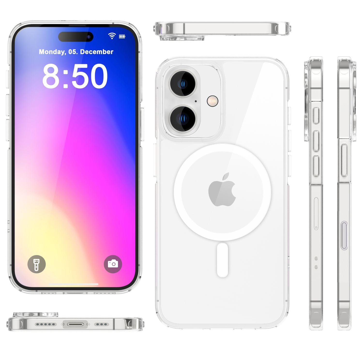 NALIA Klare MagPower Acryl Hülle für iPhone 16 Plus, Kratzfeste Schutzhülle mit Silikon-Rahmen, Transparente Handyhülle Default Title NALIA Transparente Hülle