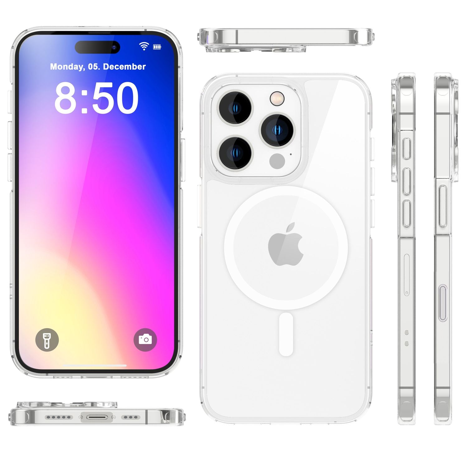 NALIA Klare MagPower Acryl Hülle für iPhone 16 Pro, Kratzfeste Schutzhülle mit Silikon-Rahmen, Transparente Handyhülle Default Title NALIA Transparente Hülle