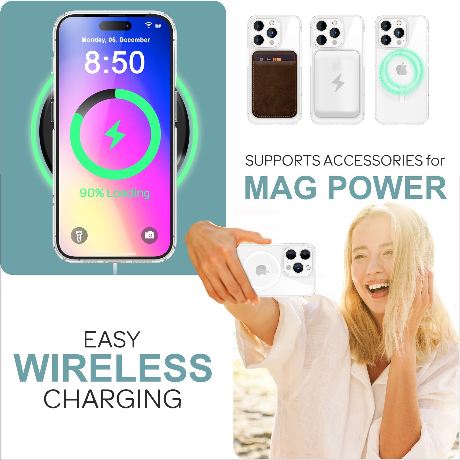 NALIA Klare MagPower Acryl Hülle für iPhone 16 Pro Max, Kratzfeste Schutzhülle mit Silikon-Rand, Transparente Handyhülle Default Title NALIA Transparente Hülle