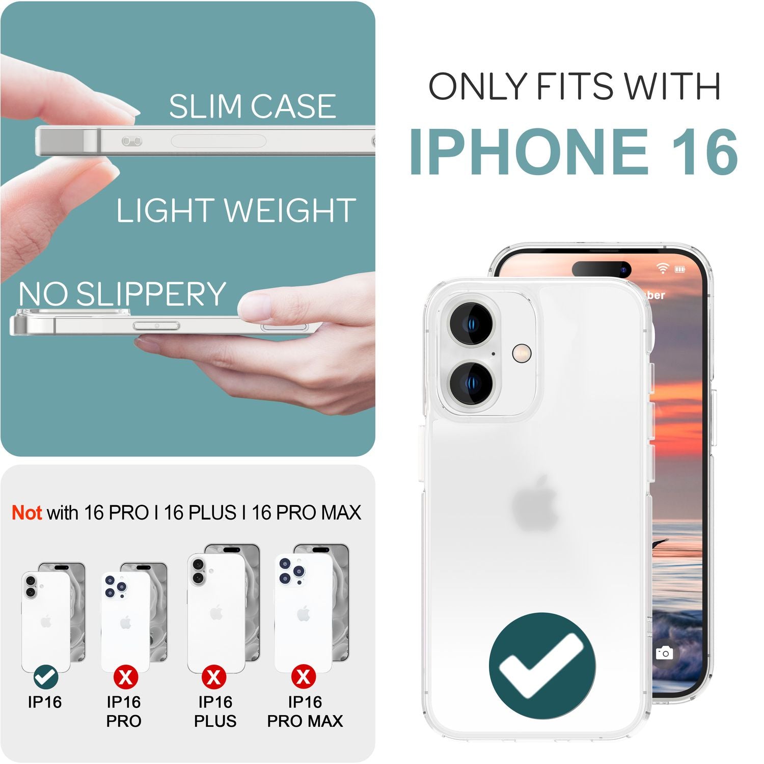 NALIA Matte Acryl Hülle für iPhone 16, Semi-Transparente Anti-Fingerabdruck Schutzhülle, Halb Durchsichtige Handyhülle Default Title NALIA Transparente Hülle