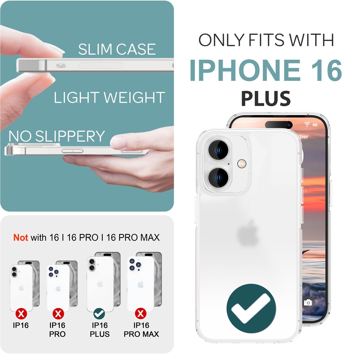 NALIA Matte Acryl Hülle für iPhone 16 Plus, Semi-Transparente Anti-Fingerabdruck Schutzhülle, Halb Klare Handyhülle Default Title NALIA Transparente Hülle