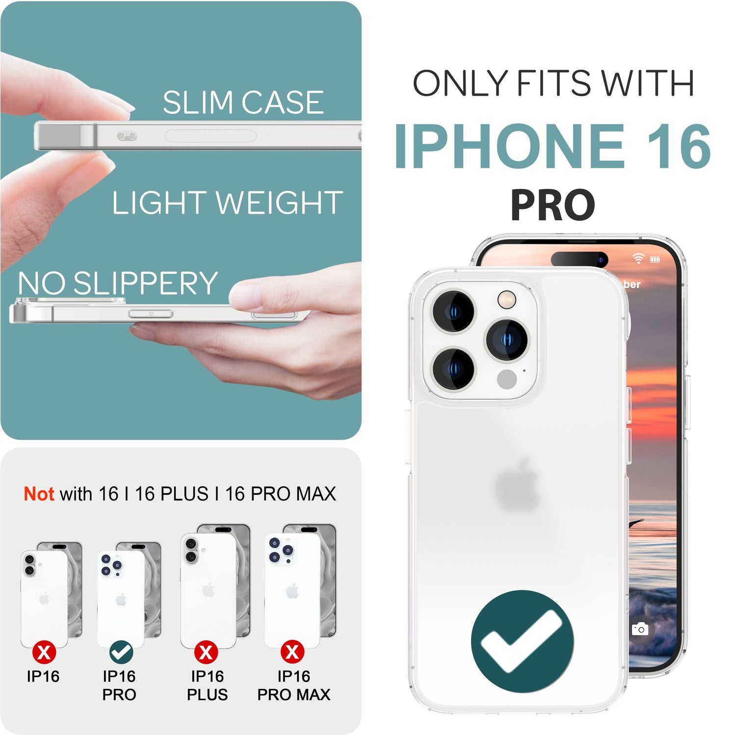 NALIA Matte Acryl Hülle für iPhone 16 Pro, Semi-Transparente Anti-Fingerabdruck Schutzhülle, Halb Klare Handyhülle Default Title NALIA Transparente Hülle