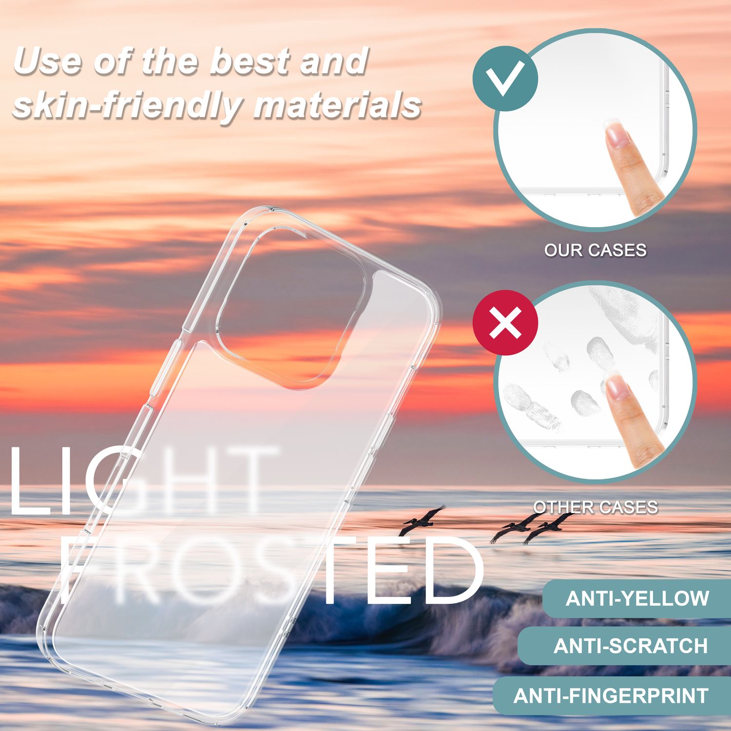 NALIA Matte Acryl Hülle für iPhone 16 Pro Max, Semi-Transparente Anti-Fingerabdruck Schutzhülle, Halb Klare Handyhülle Default Title NALIA Transparente Hülle