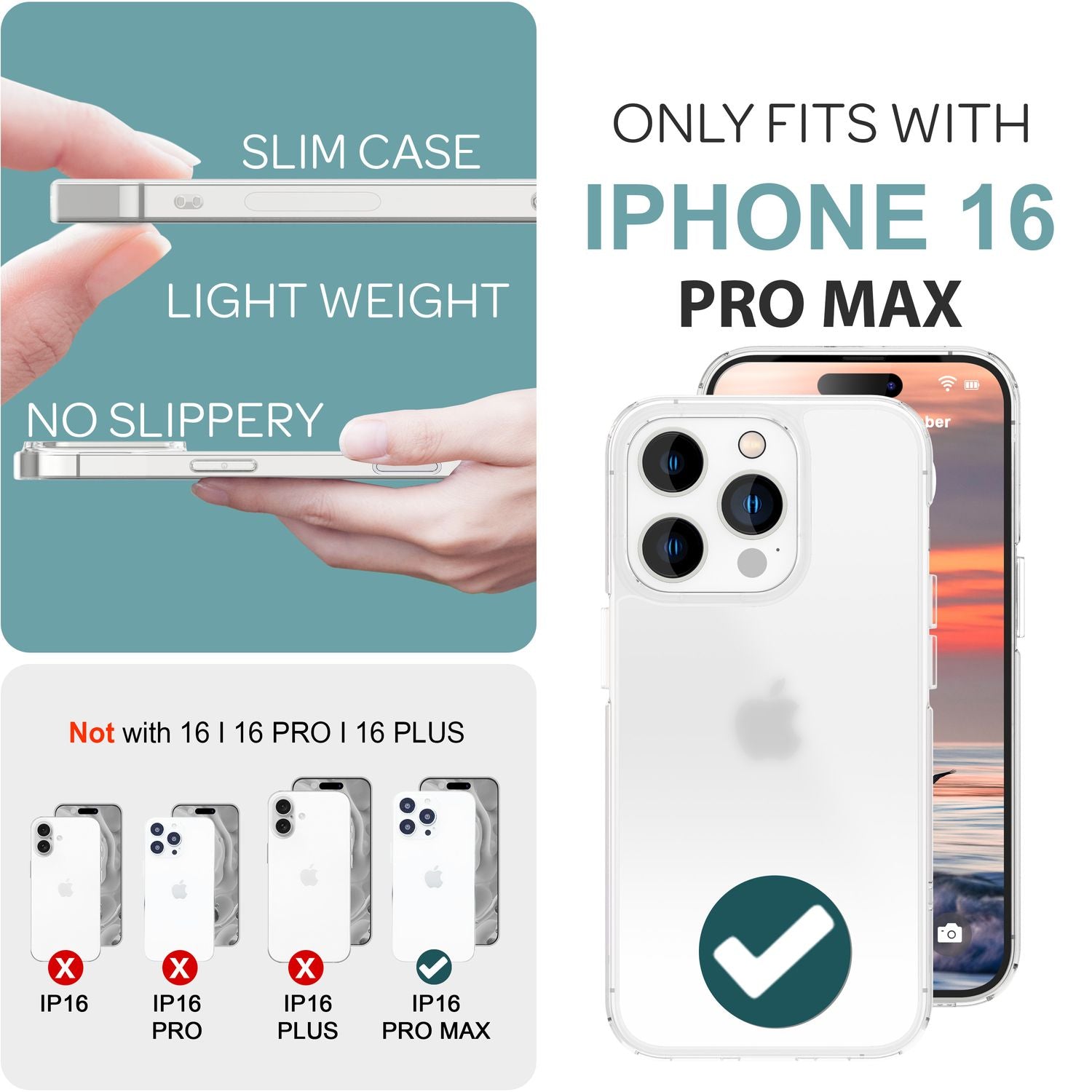 NALIA Matte Acryl Hülle für iPhone 16 Pro Max, Semi-Transparente Anti-Fingerabdruck Schutzhülle, Halb Klare Handyhülle Default Title NALIA Transparente Hülle