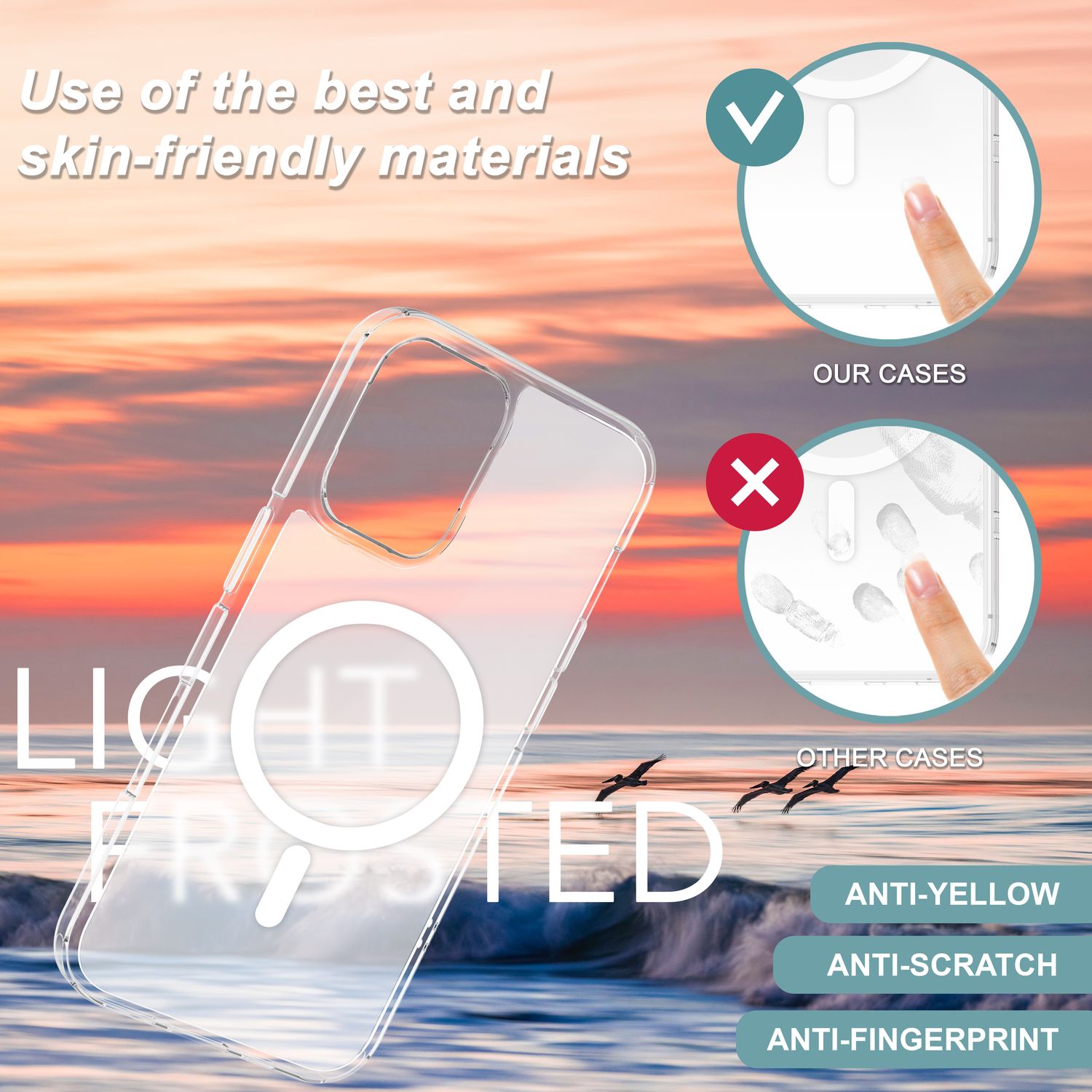 NALIA Matte MagPower Acryl Hülle für iPhone 16, mit Ring für MagSafe, Semi-Transparente Anti-Fingerabdruck Handyhülle Default Title NALIA Transparente Hülle