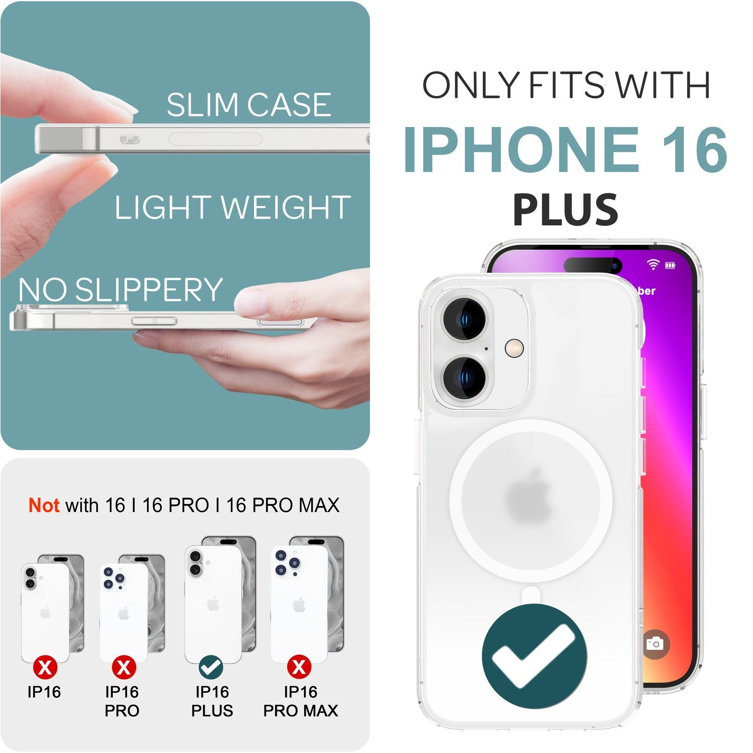 NALIA Matte MagPower Acryl Hülle für iPhone 16 Plus, mit MagSafe Ring, Semi-Transparente Anti-Fingerabdruck Handyhülle Default Title NALIA Transparente Hülle