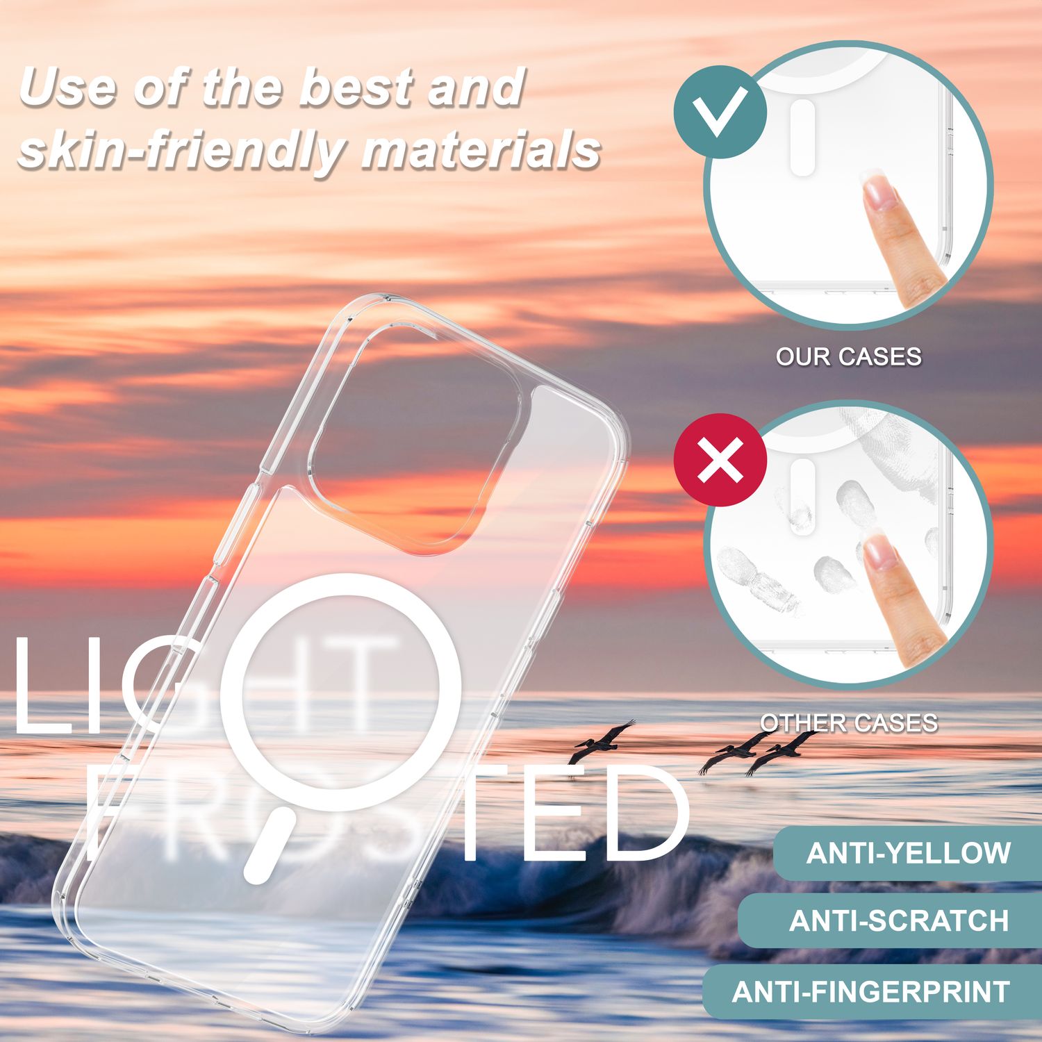 NALIA Matte MagPower Acryl Hülle für iPhone 16 Pro Max, mit MagSafe Ring Semi-Transparente Anti-Fingerabdruck Handyhülle Default Title NALIA Transparente Hülle