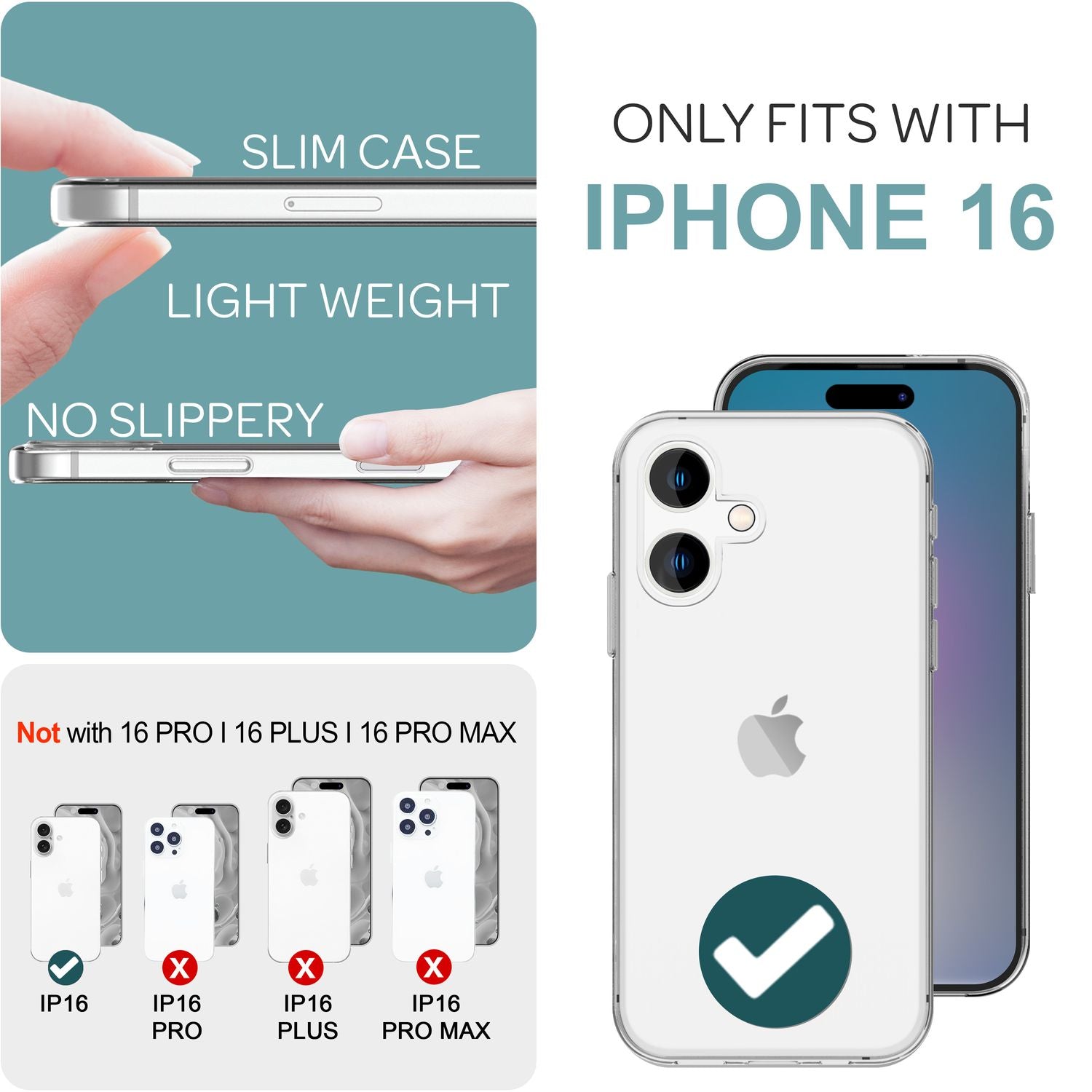 NALIA Klare 360° Schutzhülle für iPhone 16, Transparente Anti-Gelb Hülle Stabiler Komplettschutz, Full-Cover Handyhülle Default Title NALIA Transparente Hülle