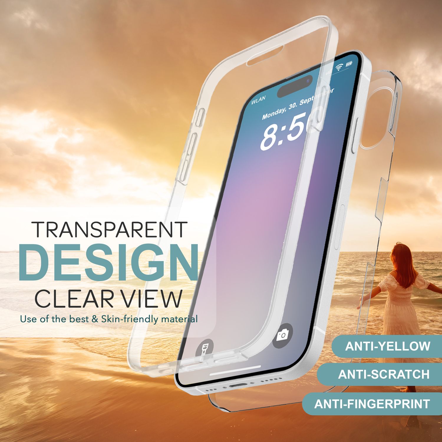 NALIA Klare 360° Schutzhülle für iPhone 16 Plus, Transparente Hülle Stabiler Komplettschutz, Full-Cover Handyhülle Default Title NALIA Transparente Hülle