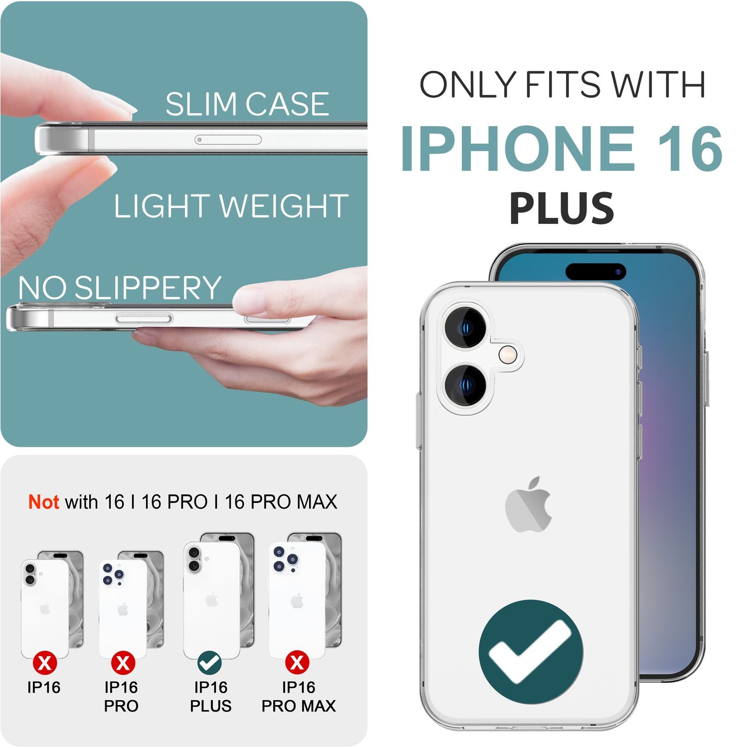 NALIA Klare 360° Schutzhülle für iPhone 16 Plus, Transparente Hülle Stabiler Komplettschutz, Full-Cover Handyhülle Default Title NALIA Transparente Hülle