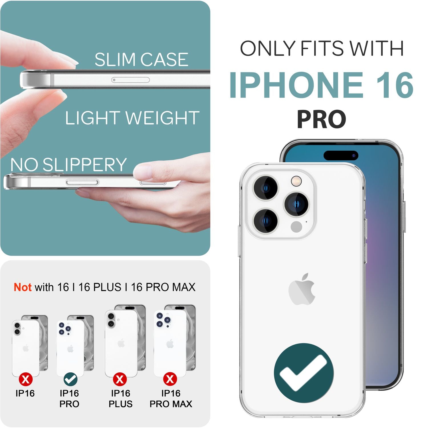 NALIA Klare 360° Schutzhülle für iPhone 16 Pro, Transparente Rundum Hülle Stabiler Komplettschutz, Full-Cover Handyhülle Default Title NALIA Transparente Hülle