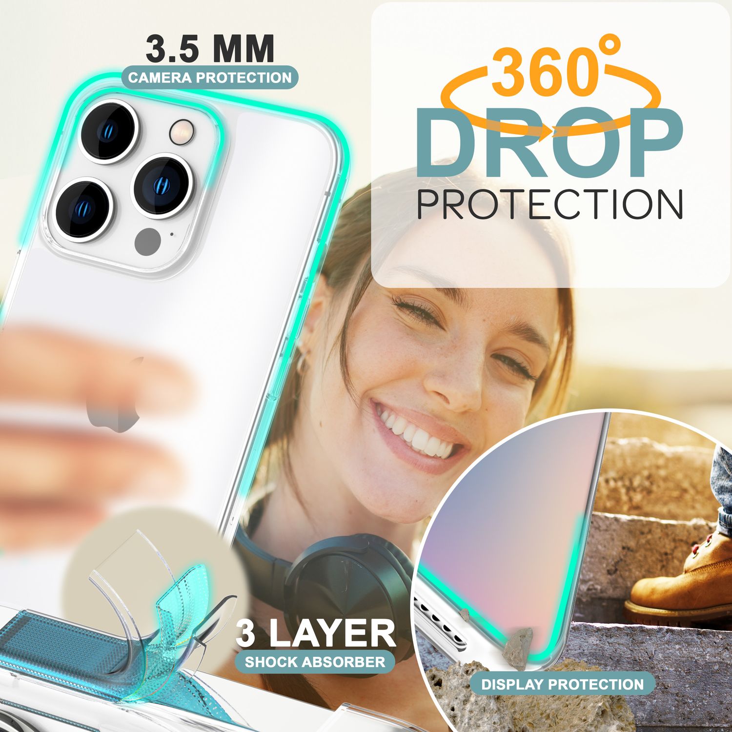 NALIA Klare 360° Schutzhülle für iPhone 16 Pro Max, Transparente Hülle Stabiler Komplettschutz, Full-Cover Handyhülle Default Title NALIA Transparente Hülle