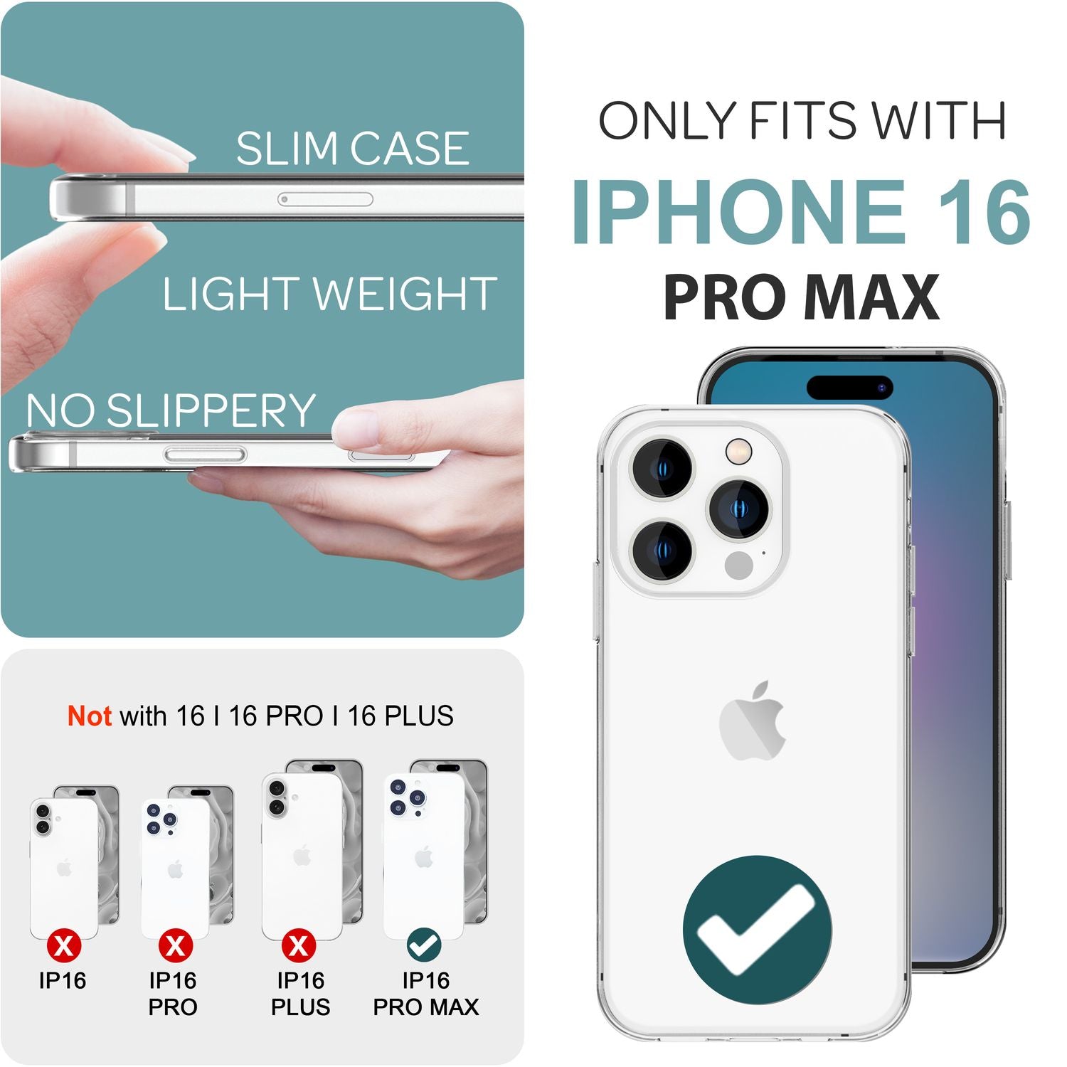 NALIA Klare 360° Schutzhülle für iPhone 16 Pro Max, Transparente Hülle Stabiler Komplettschutz, Full-Cover Handyhülle Default Title NALIA Transparente Hülle