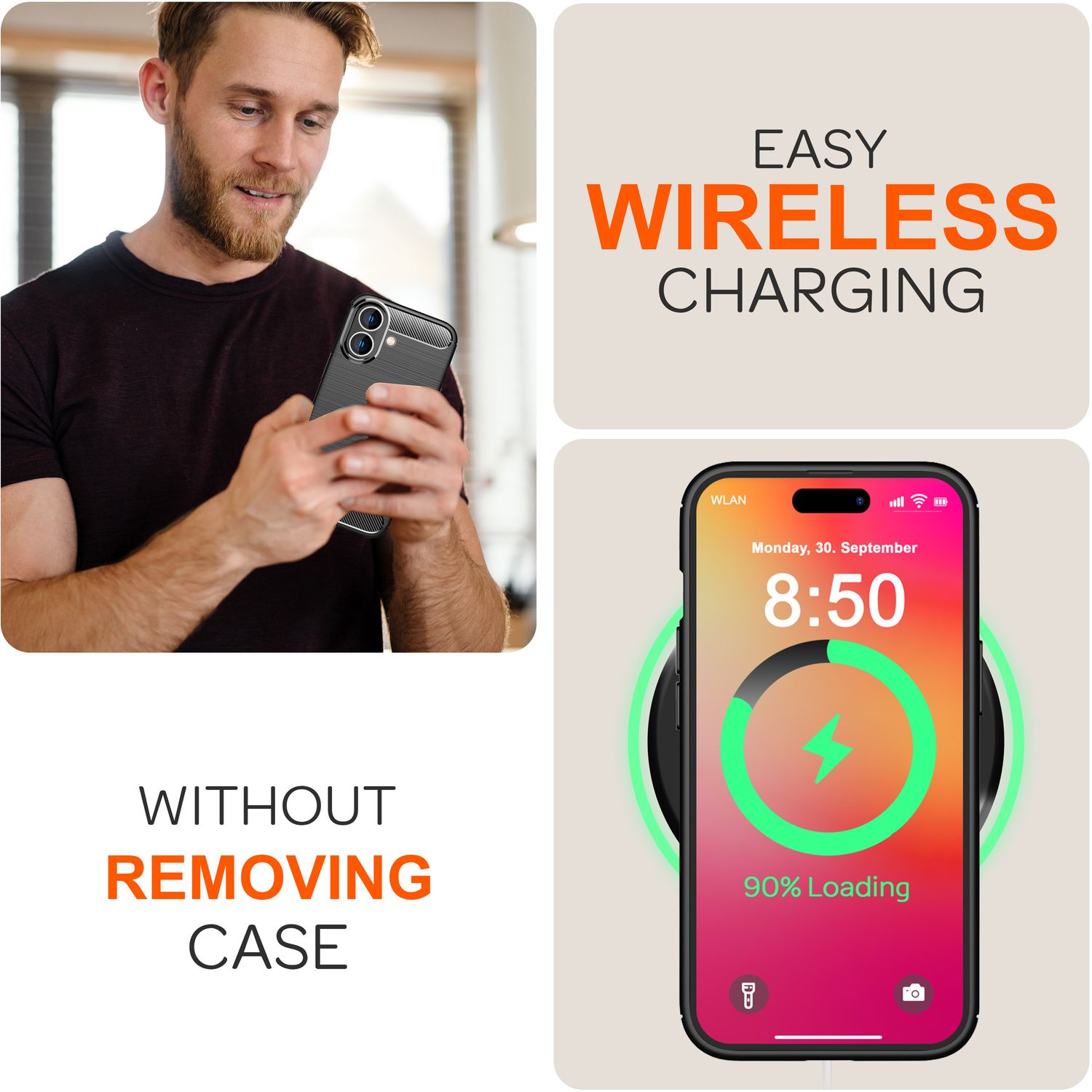 NALIA Carbon Style Hülle für iPhone 16 Plus, Matt-Schwarze Silikon Handyhülle in Kohlefaser-Optik, Slim Business Cover Default Title NALIA Protective Hülle