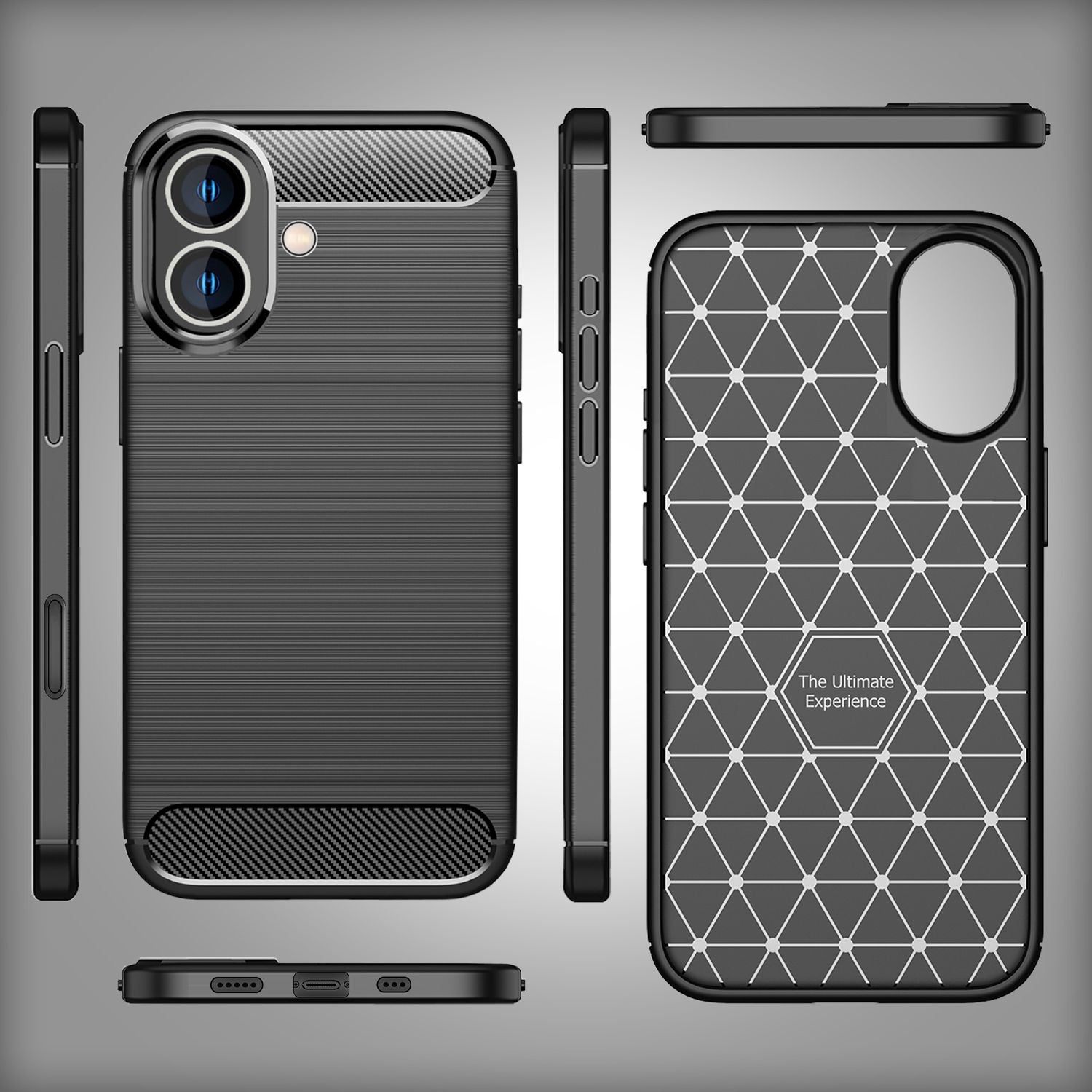 NALIA Carbon Style Hülle für iPhone 16 Plus, Matt-Schwarze Silikon Handyhülle in Kohlefaser-Optik, Slim Business Cover Default Title NALIA Protective Hülle