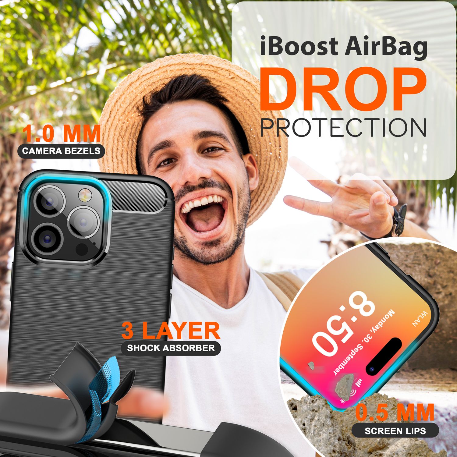 NALIA Carbon Style Hülle für iPhone 16 Pro, Matt-Schwarze Silikon Handyhülle in Kohlefaser-Optik, Slim Business Cover Default Title NALIA Protective Hülle