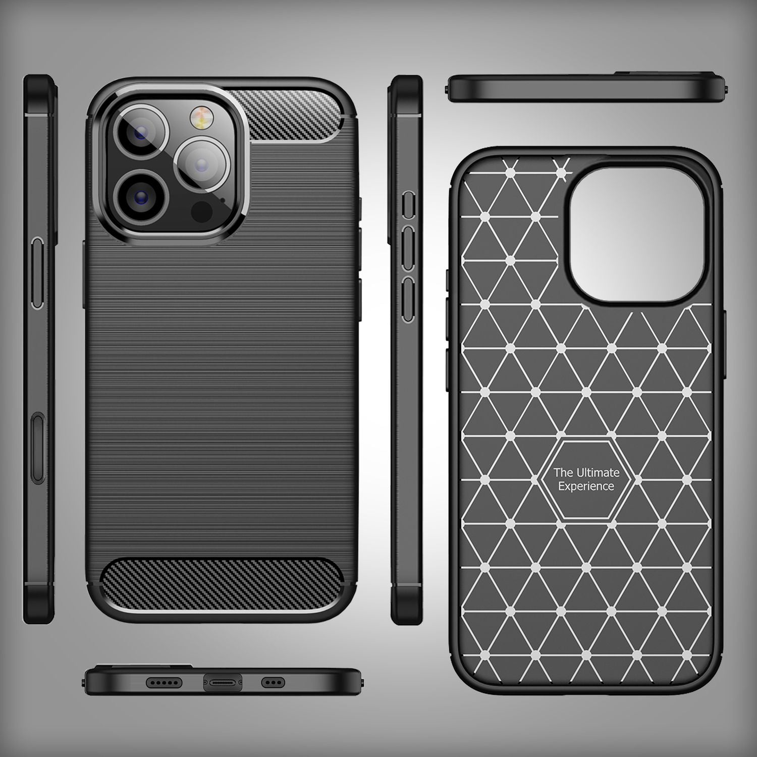 NALIA Carbon Style Hülle für iPhone 16 Pro, Matt-Schwarze Silikon Handyhülle in Kohlefaser-Optik, Slim Business Cover Default Title NALIA Protective Hülle