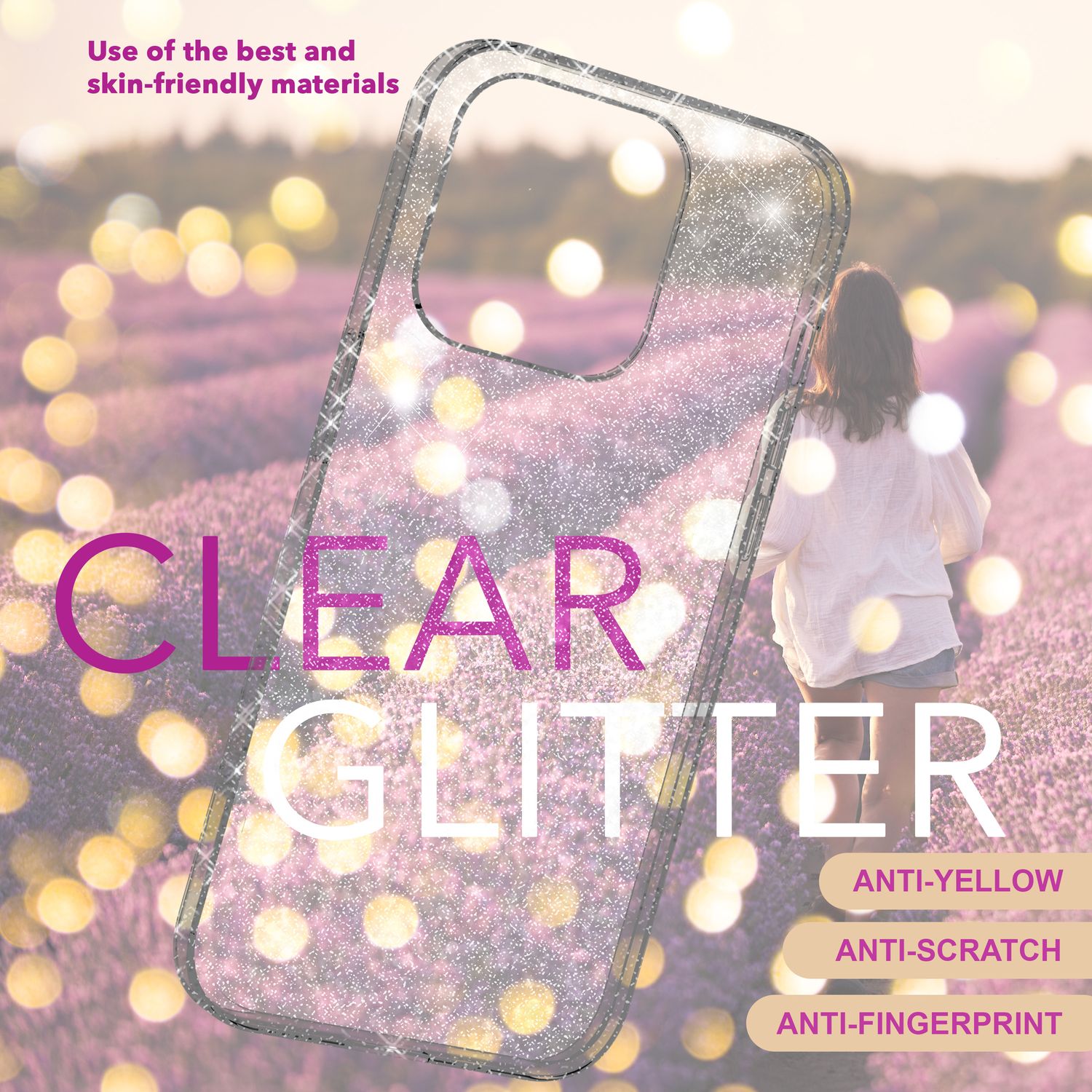 NALIA Durchsichtige Glitzerhülle für iPhone 16 Pro, Klare Handyhülle mit Glitter, Glitzer Schutz Hülle Cover Transparent NALIA Transparente Hülle