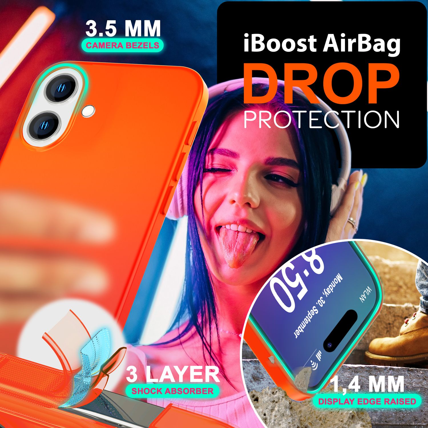 NALIA Bunte Neon Silikonhülle für iPhone 16, Hülle mit Intensiver Farbe, Rutschfeste Handyhülle, Soft Slim Cover