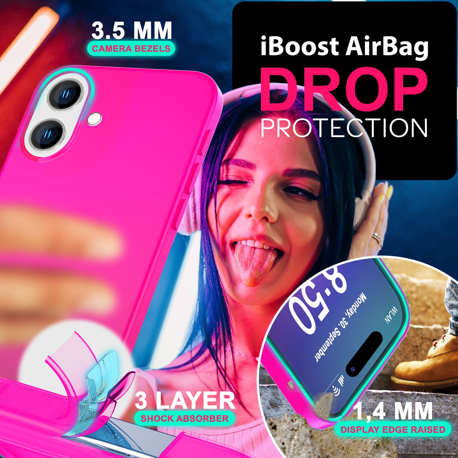 NALIA Bunte Neon Silikonhülle für iPhone 16 Plus, Hülle mit Intensiver Farbe, Rutschfeste Handyhülle, Soft Cover