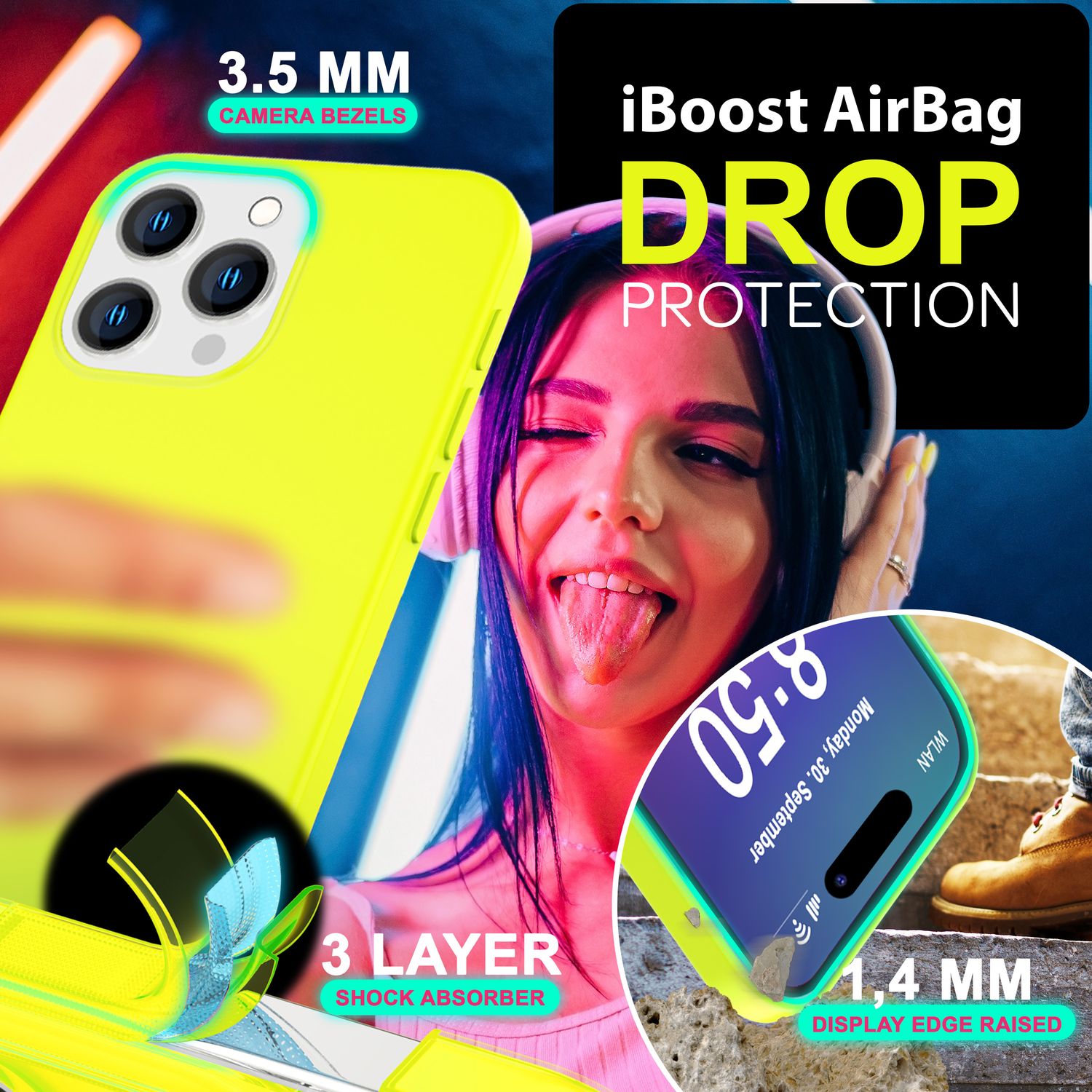 NALIA Bunte Neon Silikonhülle für iPhone 16 Pro, Hülle mit Intensiver Farbe, Rutschfeste Handyhülle, Soft Cover