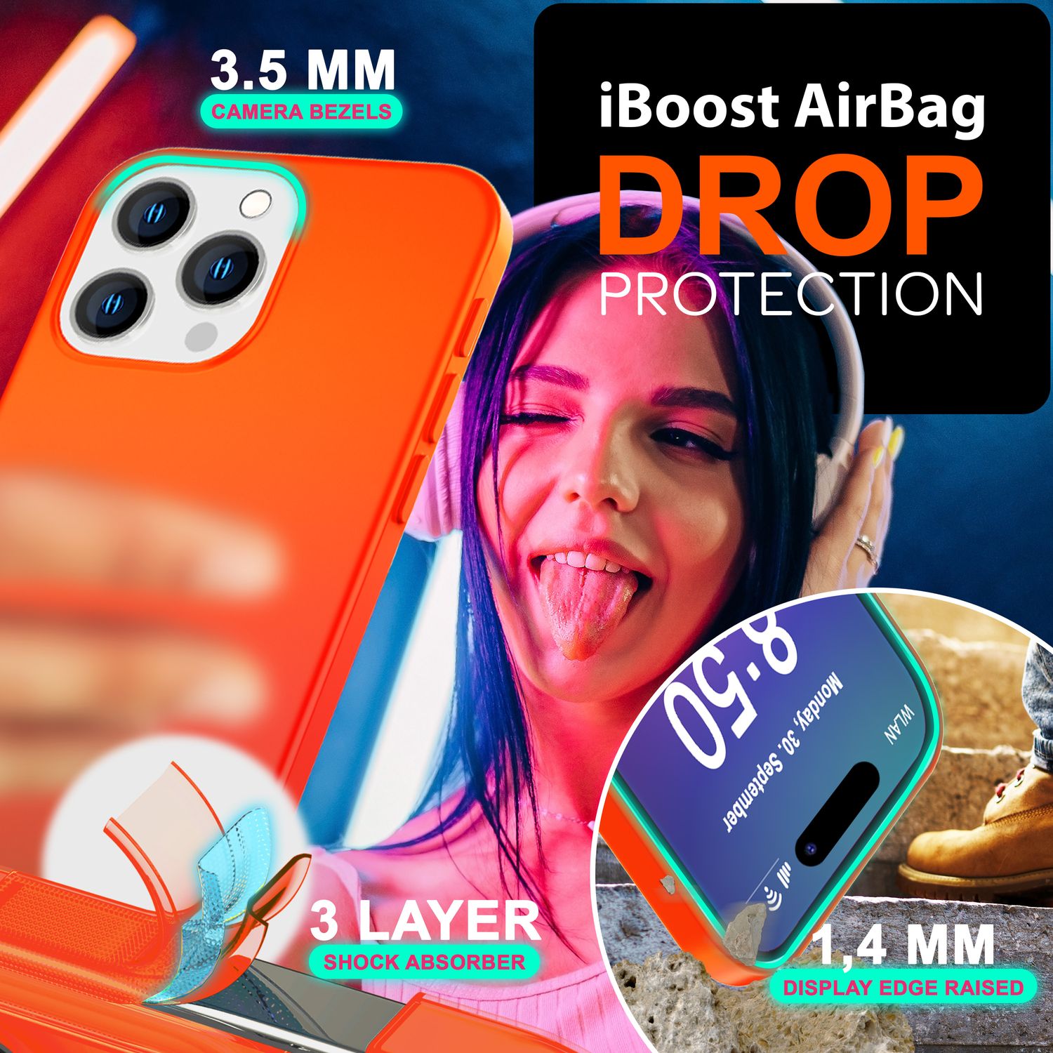 NALIA Bunte Neon Silikonhülle für iPhone 16 Pro, Hülle mit Intensiver Farbe, Rutschfeste Handyhülle, Soft Cover