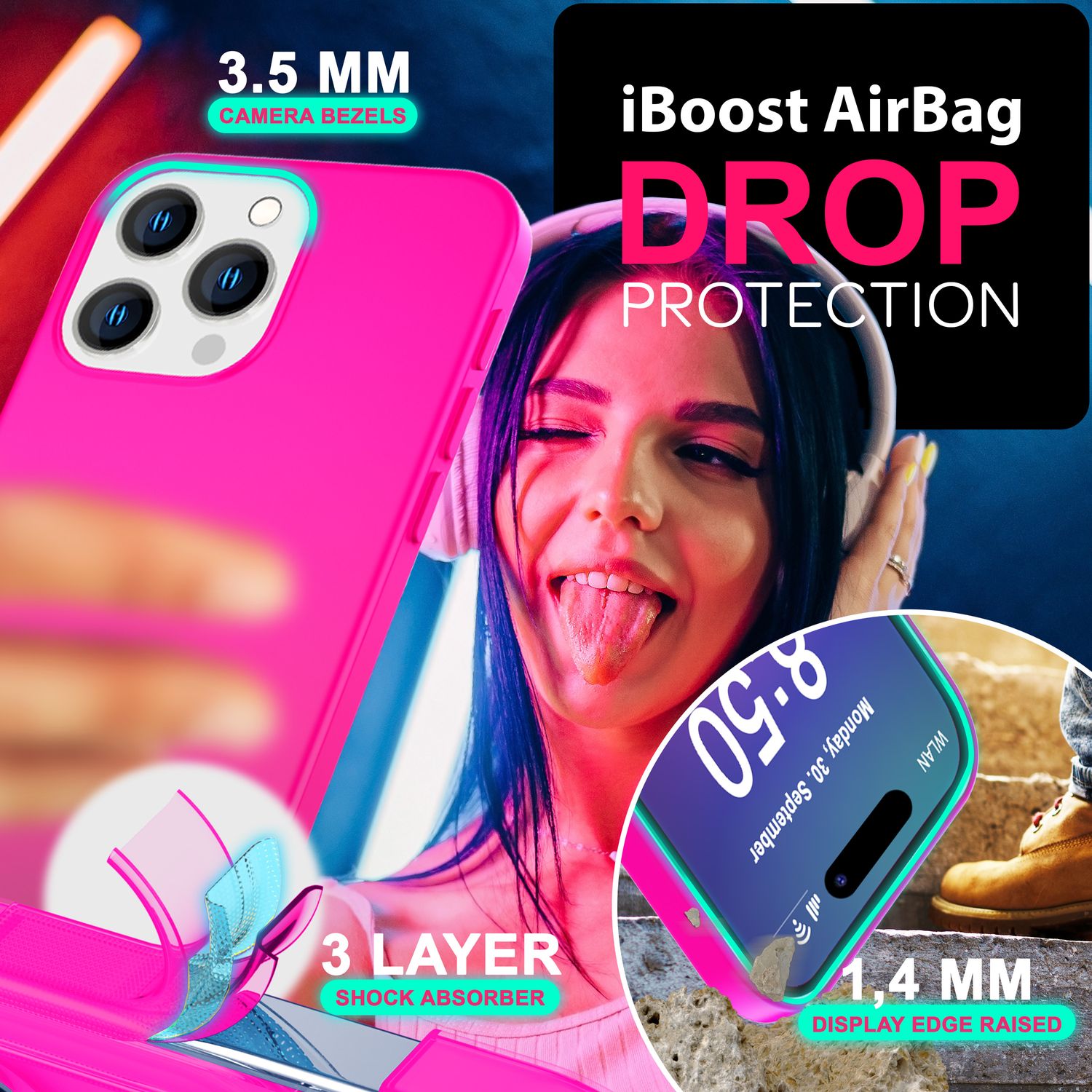 NALIA Bunte Neon Silikonhülle für iPhone 16 Pro, Hülle mit Intensiver Farbe, Rutschfeste Handyhülle, Soft Cover