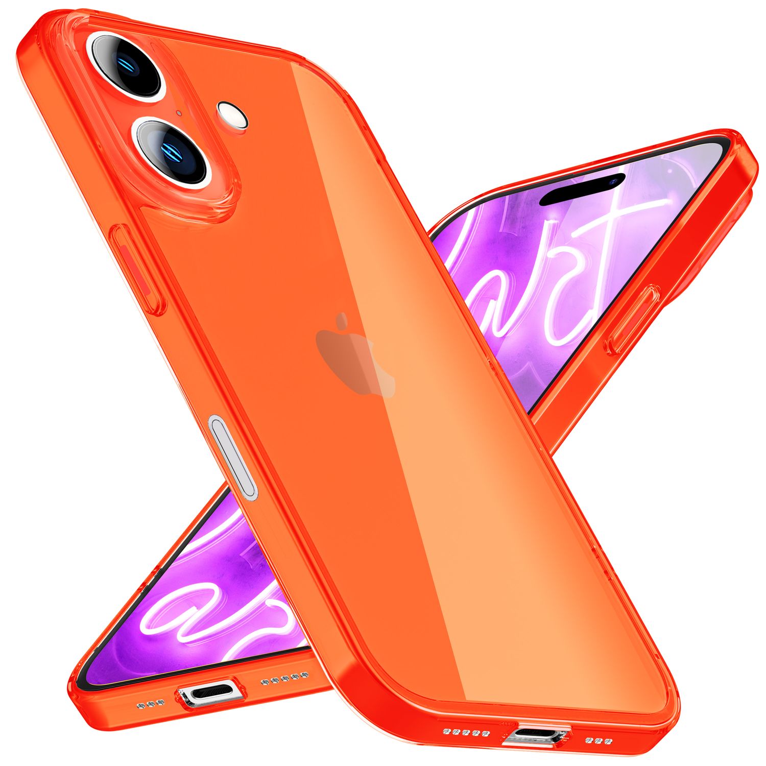 NALIA Klare Neon Hülle für iPhone 16, Flexible Handyhülle in Bunt Leuchtender Farbe, Durchsichtige Silikon Hülle