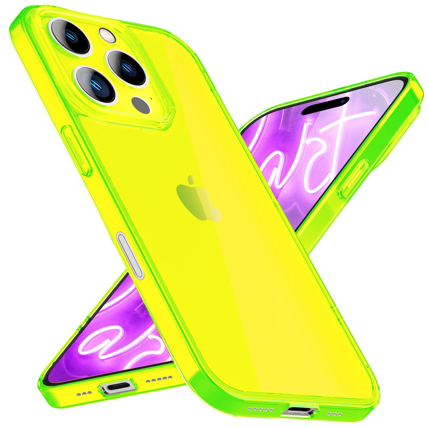 NALIA Klare Neon Hülle für iPhone 16 Pro, Durchsichtige Handyhülle in Bunt Leuchtender Farbe, Slim Silikon Hülle