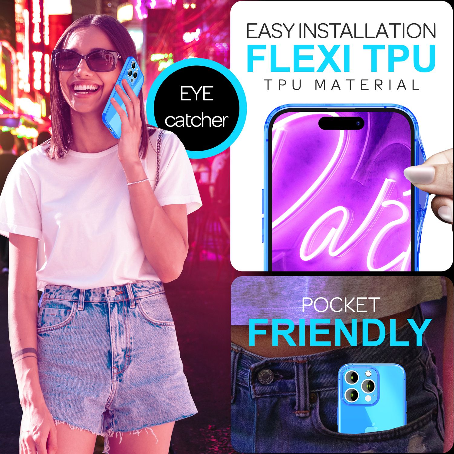 NALIA Klare Neon Hülle für iPhone 16 Pro Max, Durchsichtige Handyhülle in Bunt Leuchtender Farbe, Silikon Hülle