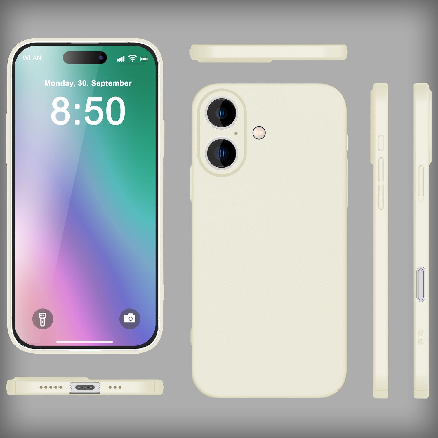 NALIA Ultra Dünne Harte Hülle für iPhone 16, Leichte Schlanke 0,5mm Handyhülle, Matte Rutschfeste Schutzhülle Creme Weiß NALIA SlimFit Hülle