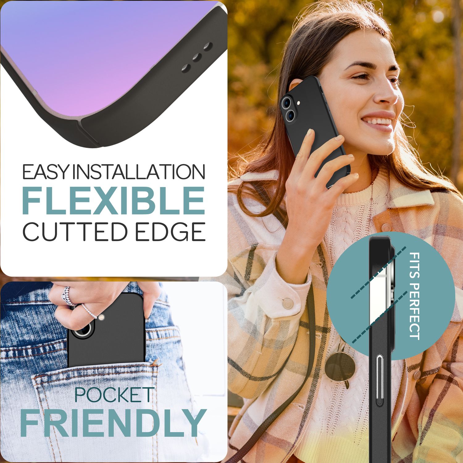 NALIA Ultra Dünne Harte Hülle für iPhone 16 Plus, Leichte Schlanke 0,5mm Handyhülle, Rutschfeste Schutzhülle Schwarz NALIA SlimFit Hülle