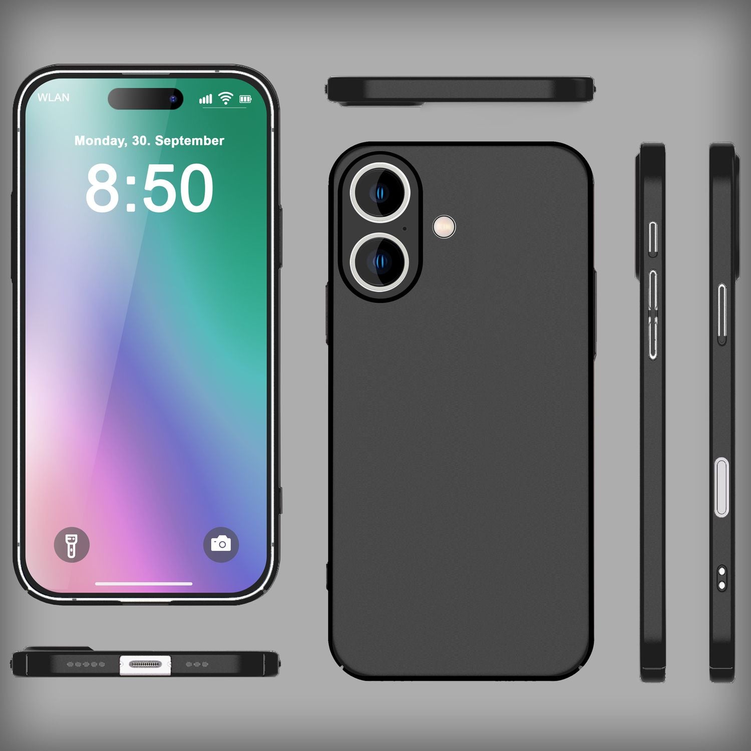 NALIA Ultra Dünne Harte Hülle für iPhone 16 Plus, Leichte Schlanke 0,5mm Handyhülle, Rutschfeste Schutzhülle Schwarz NALIA SlimFit Hülle