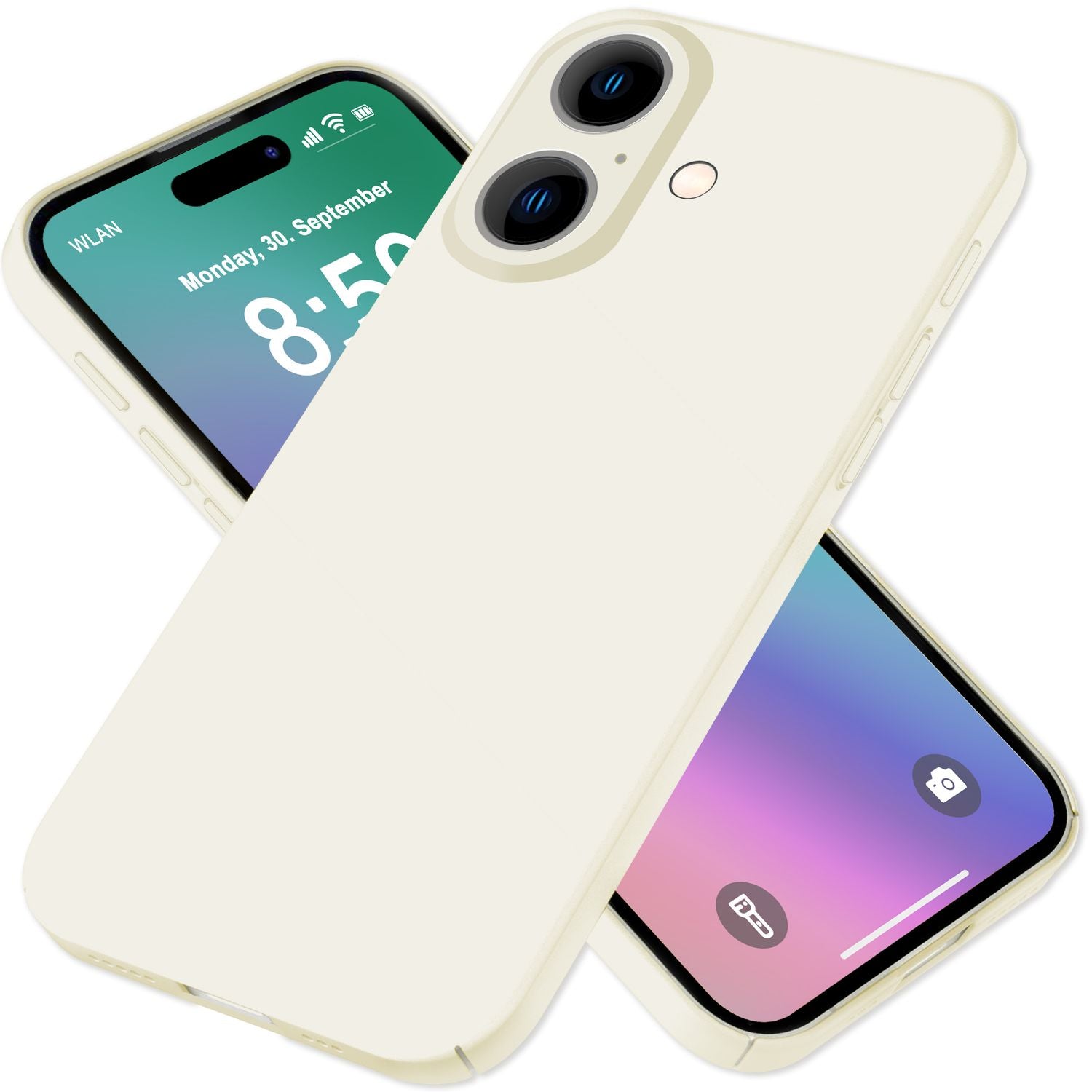 NALIA Ultra Dünne Harte Hülle für iPhone 16 Plus, Leichte Schlanke 0,5mm Handyhülle, Rutschfeste Schutzhülle Creme Weiß NALIA SlimFit Hülle