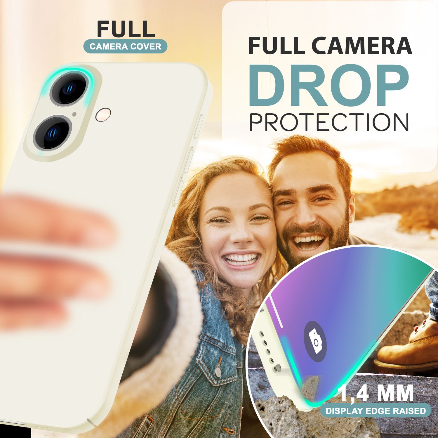 NALIA Ultra Dünne Harte Hülle für iPhone 16 Plus, Leichte Schlanke 0,5mm Handyhülle, Rutschfeste Schutzhülle Creme Weiß NALIA SlimFit Hülle