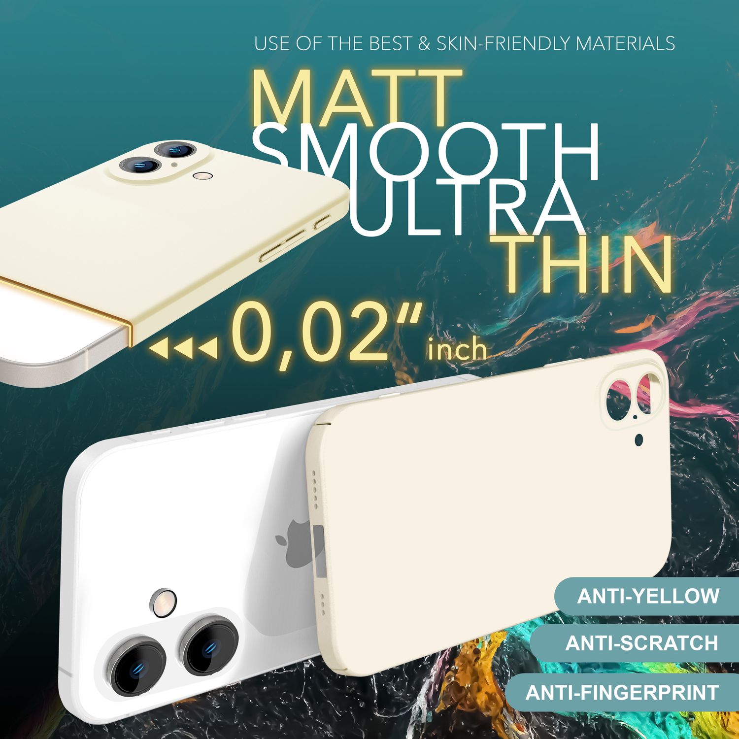 NALIA Ultra Dünne Harte Hülle für iPhone 16 Plus, Leichte Schlanke 0,5mm Handyhülle, Rutschfeste Schutzhülle Creme Weiß NALIA SlimFit Hülle