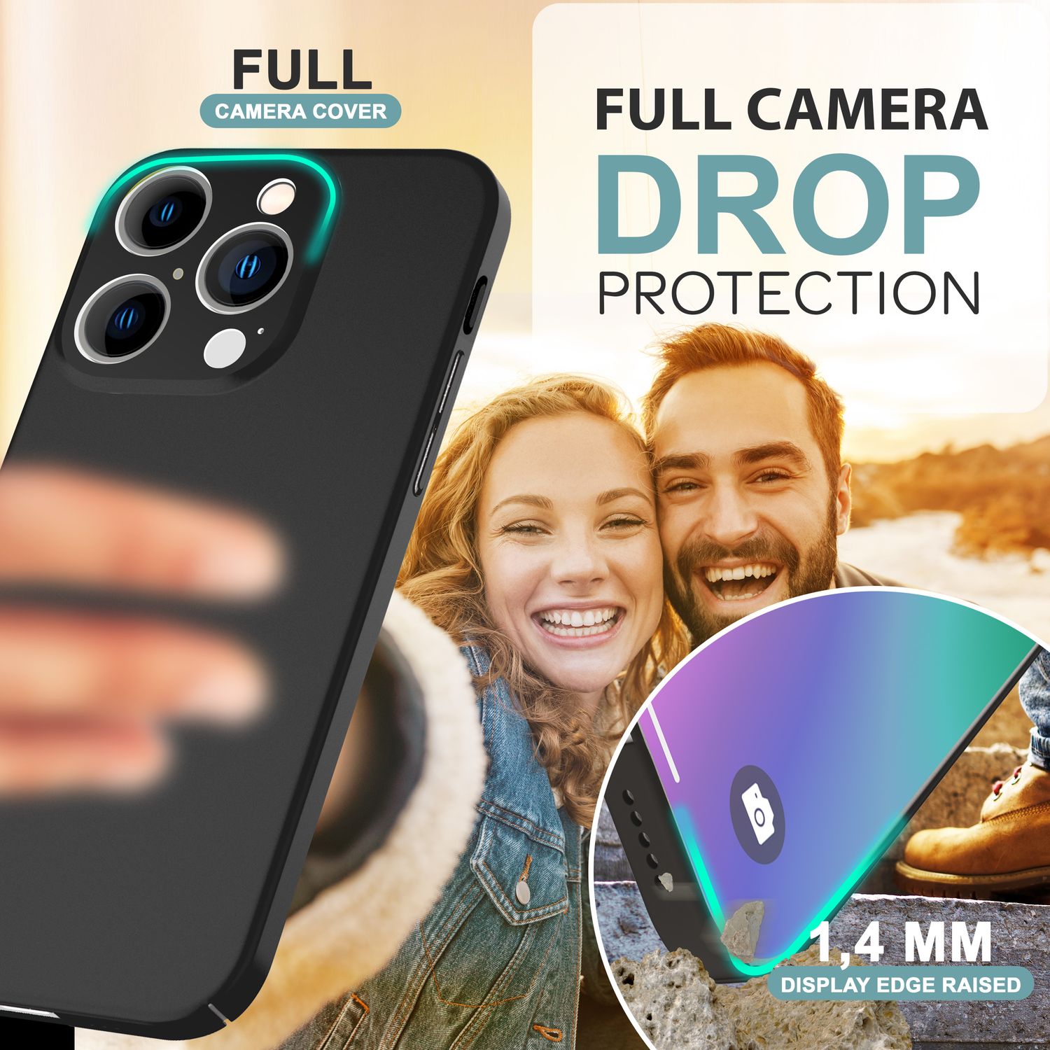 NALIA Ultra Dünne Harte Hülle für iPhone 16 Pro Max, Leicht Schlank 0,5mm Handyhülle, Rutschfeste Schutzhülle Schwarz NALIA SlimFit Hülle