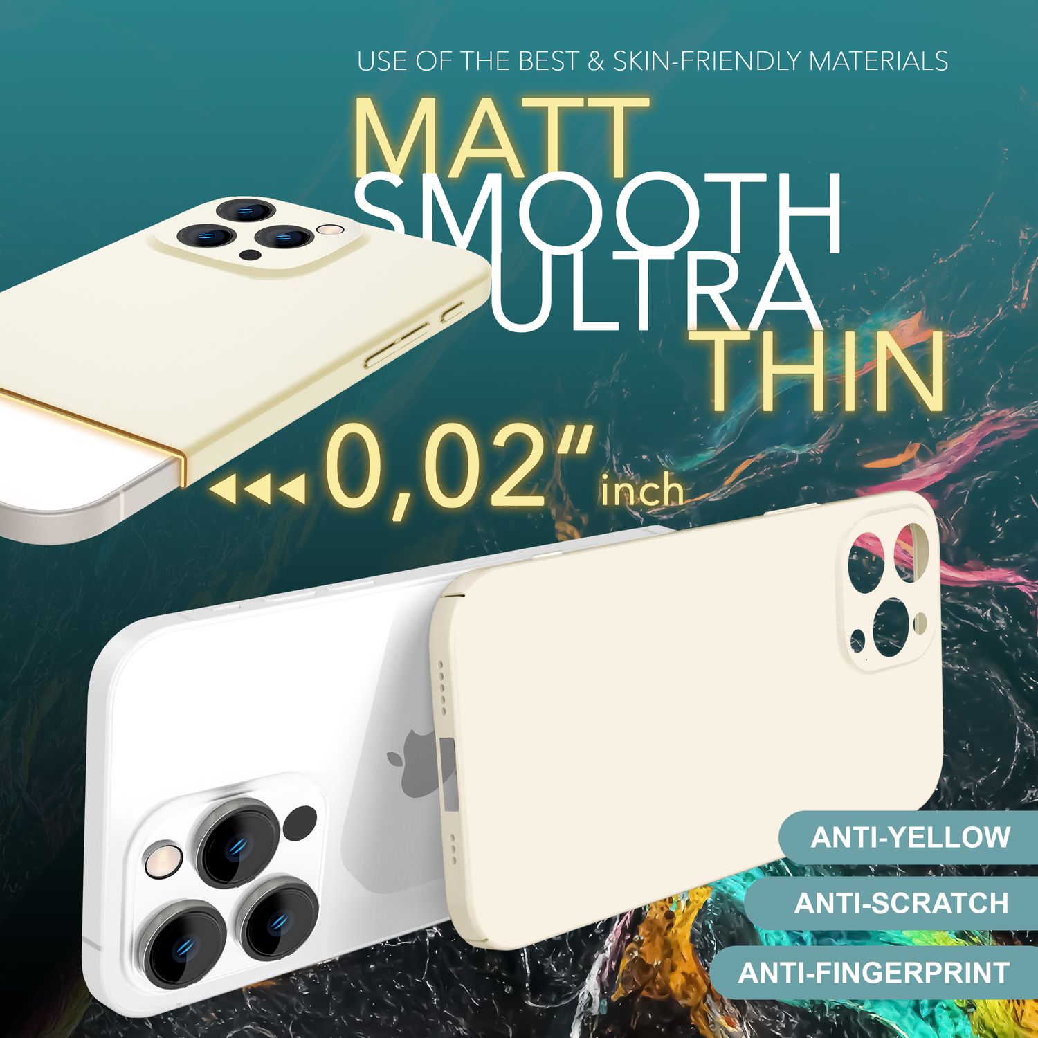 NALIA Ultra Dünne Harte Hülle für iPhone 16 Pro Max, Leicht Schlank 0,5mm Handyhülle, Rutschfeste Schutzhülle Creme Weiß NALIA SlimFit Hülle