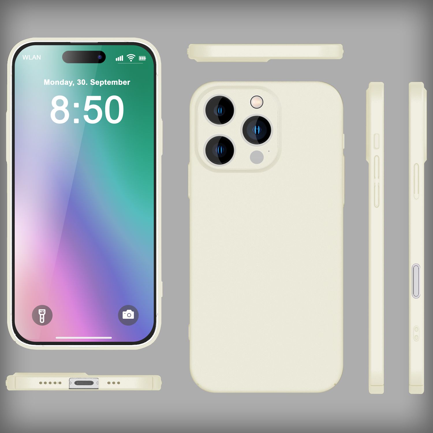 NALIA Ultra Dünne Harte Hülle für iPhone 16 Pro Max, Leicht Schlank 0,5mm Handyhülle, Rutschfeste Schutzhülle Creme Weiß NALIA SlimFit Hülle