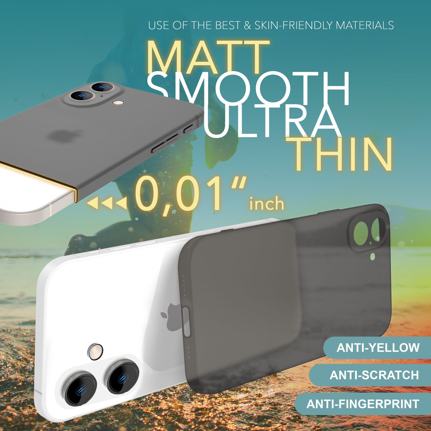 NALIA Extrem Dünne Schutzhülle für iPhone 16, 0,3mm Schlank Ultra Slim Cover Hülle, Semi-Transparente Handyhülle Schwarz NALIA SlimFit Hülle