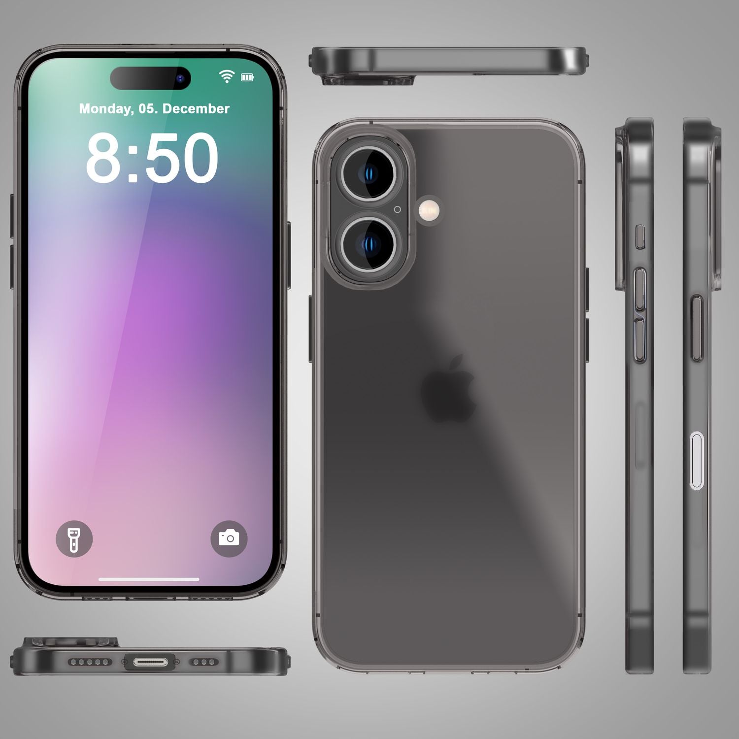 NALIA Extrem Dünne Schutzhülle für iPhone 16, 0,3mm Schlank Ultra Slim Cover Hülle, Semi-Transparente Handyhülle Schwarz NALIA SlimFit Hülle