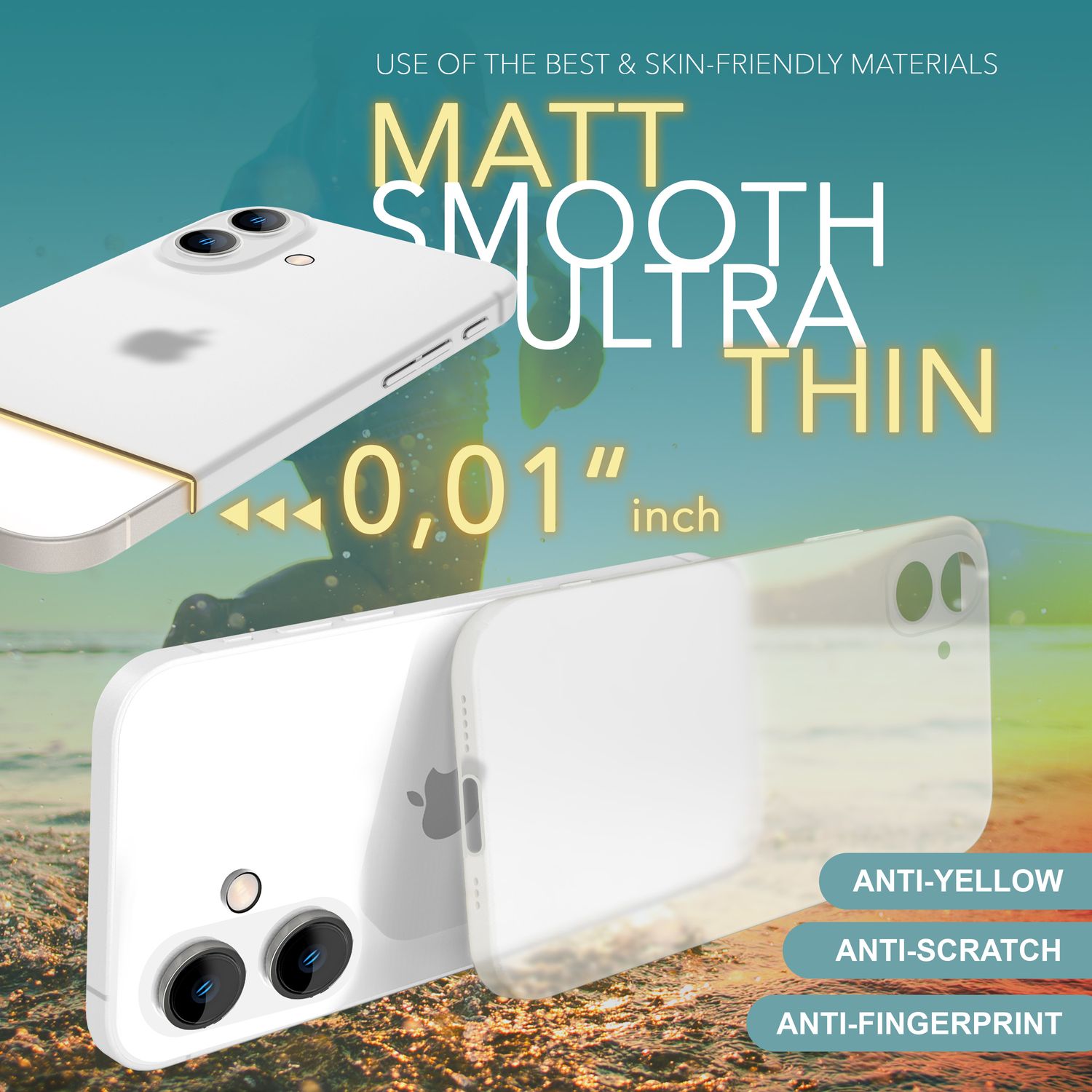 NALIA Extrem Dünne Schutzhülle für iPhone 16, 0,3mm Schlank Ultra Slim Cover Hülle, Semi-Transparente Handyhülle Weiß NALIA SlimFit Hülle