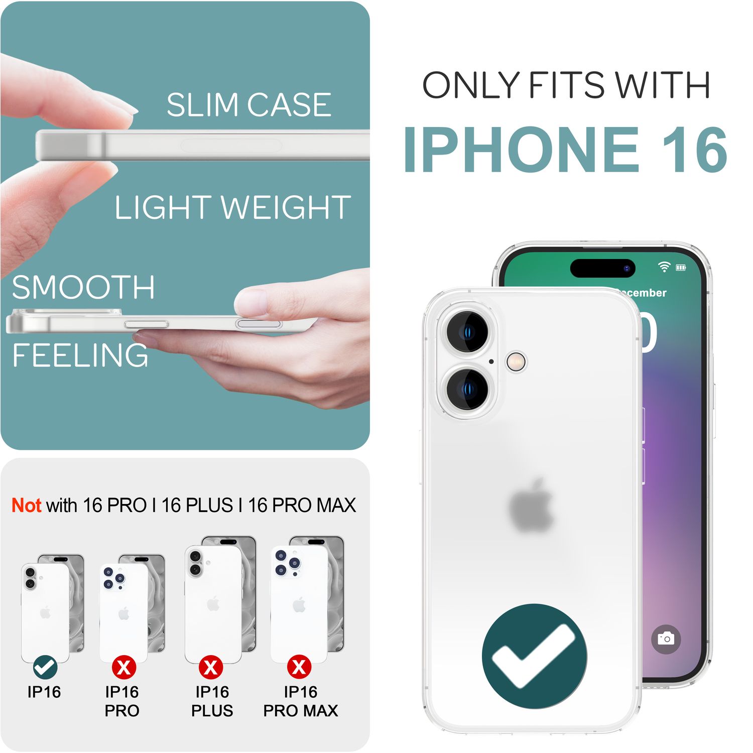 NALIA Extrem Dünne Schutzhülle für iPhone 16, 0,3mm Schlank Ultra Slim Cover Hülle, Semi-Transparente Handyhülle Weiß NALIA SlimFit Hülle