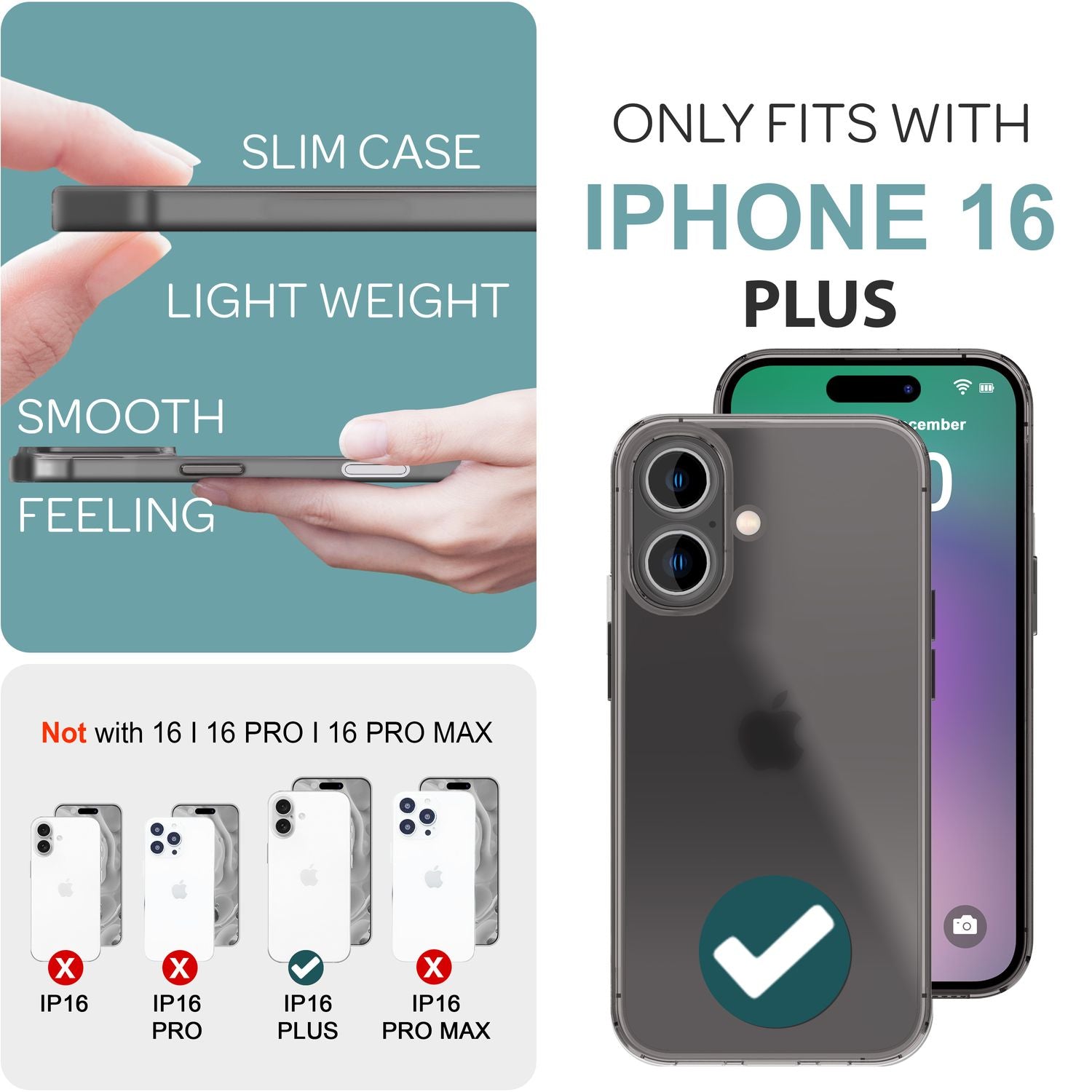 NALIA Extrem Dünne Schutzhülle für iPhone 16 Plus, 0,3mm Schlank Ultra Slim Hülle, Semi-Transparente Handyhülle Schwarz NALIA SlimFit Hülle