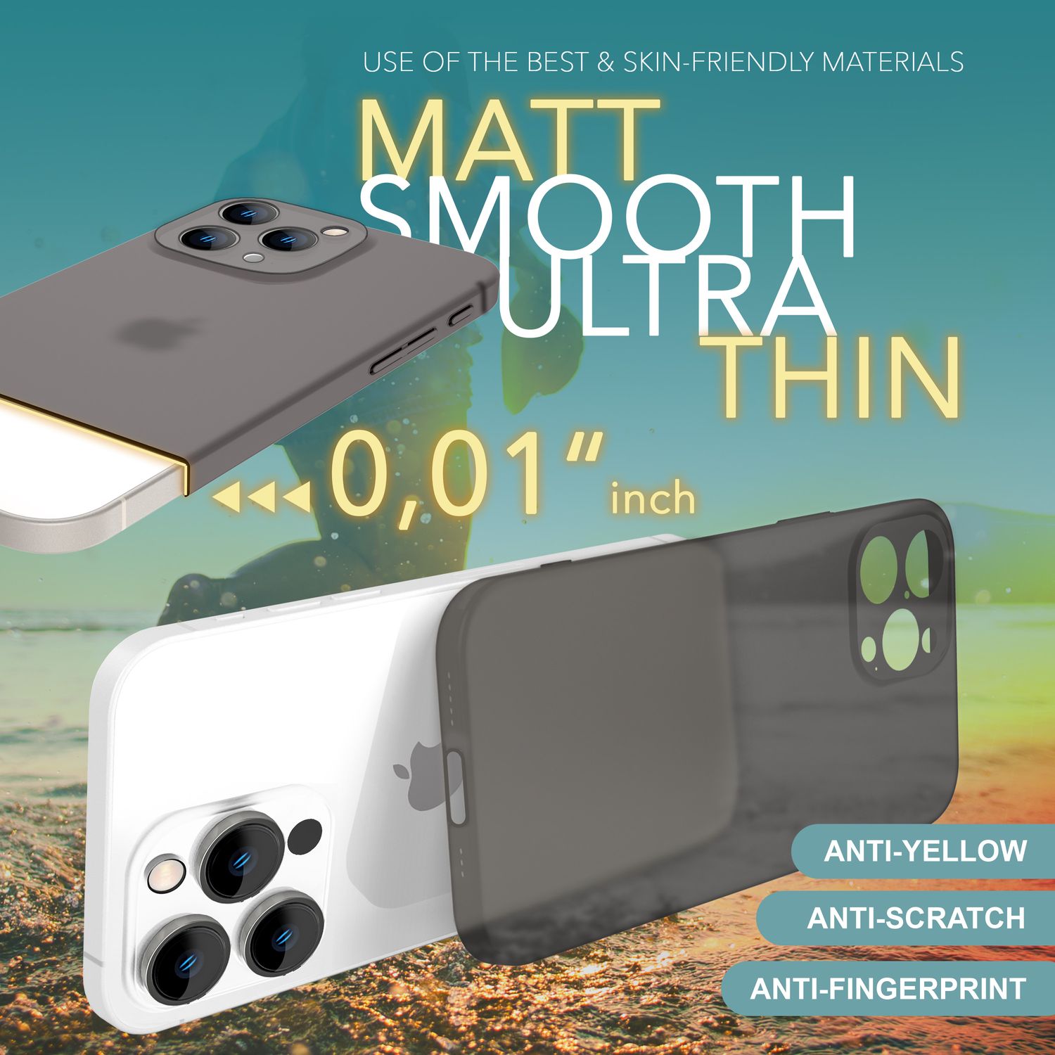 NALIA Extrem Dünne Schutzhülle für iPhone 16 Pro, 0,3mm Schlank Ultra Slim Hülle, Semi-Transparente Handyhülle Schwarz NALIA SlimFit Hülle